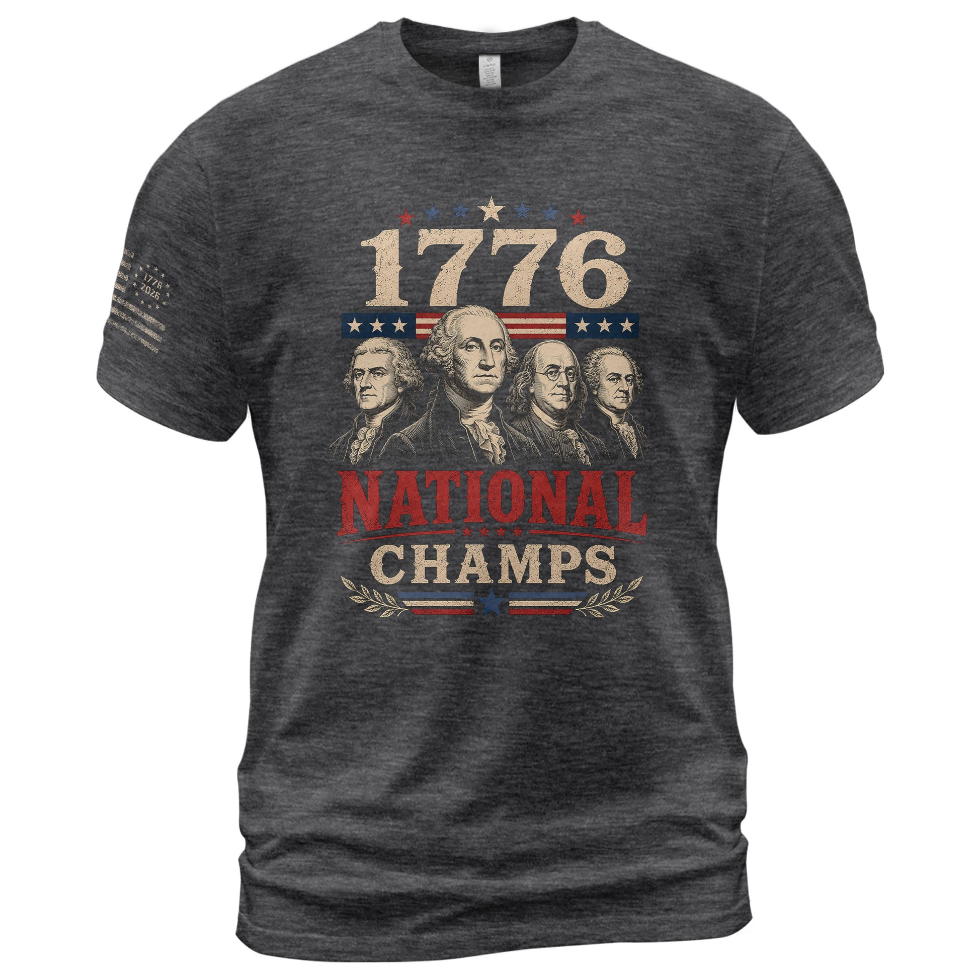 Founding Fathers Graphic Apparel - 1776 National Champs Patriotic Navy T-Shirt - Rust Field Wear