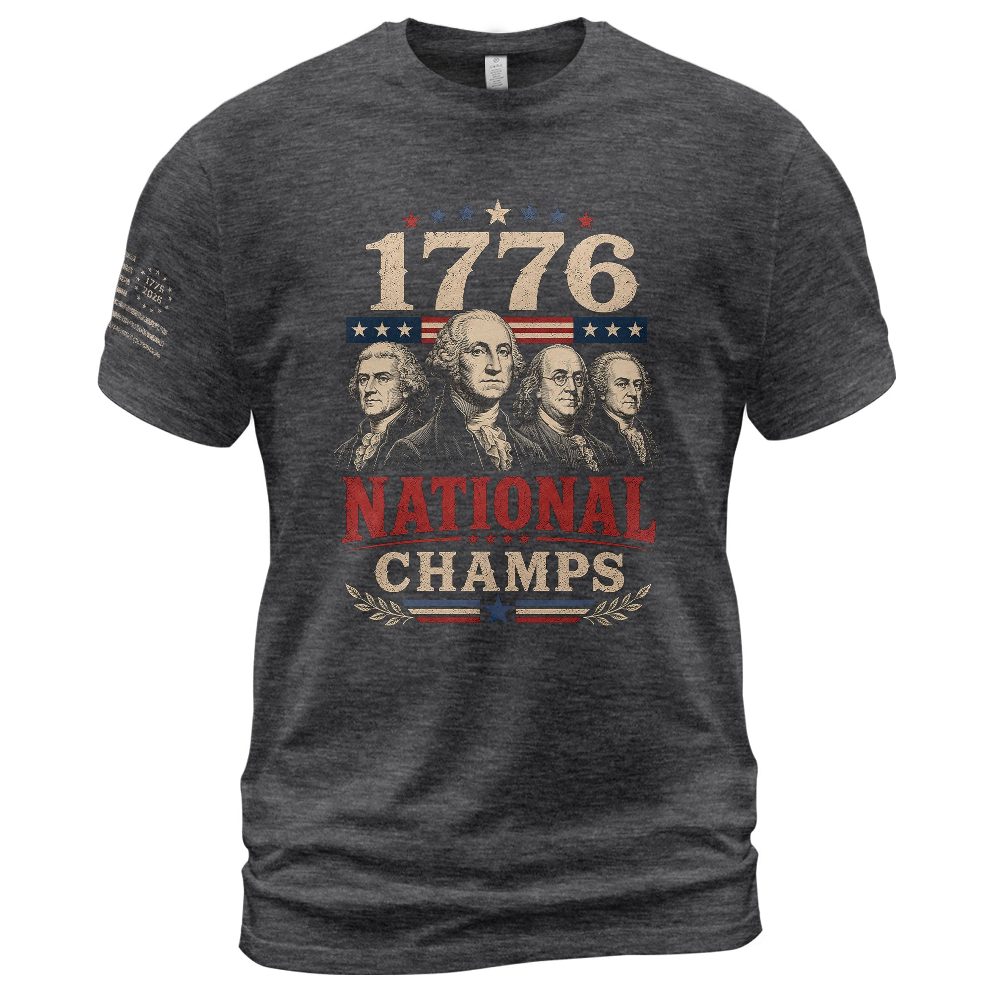 Founding Fathers Graphic Apparel - 1776 National Champs Patriotic Navy T-Shirt - Rust Field Wear