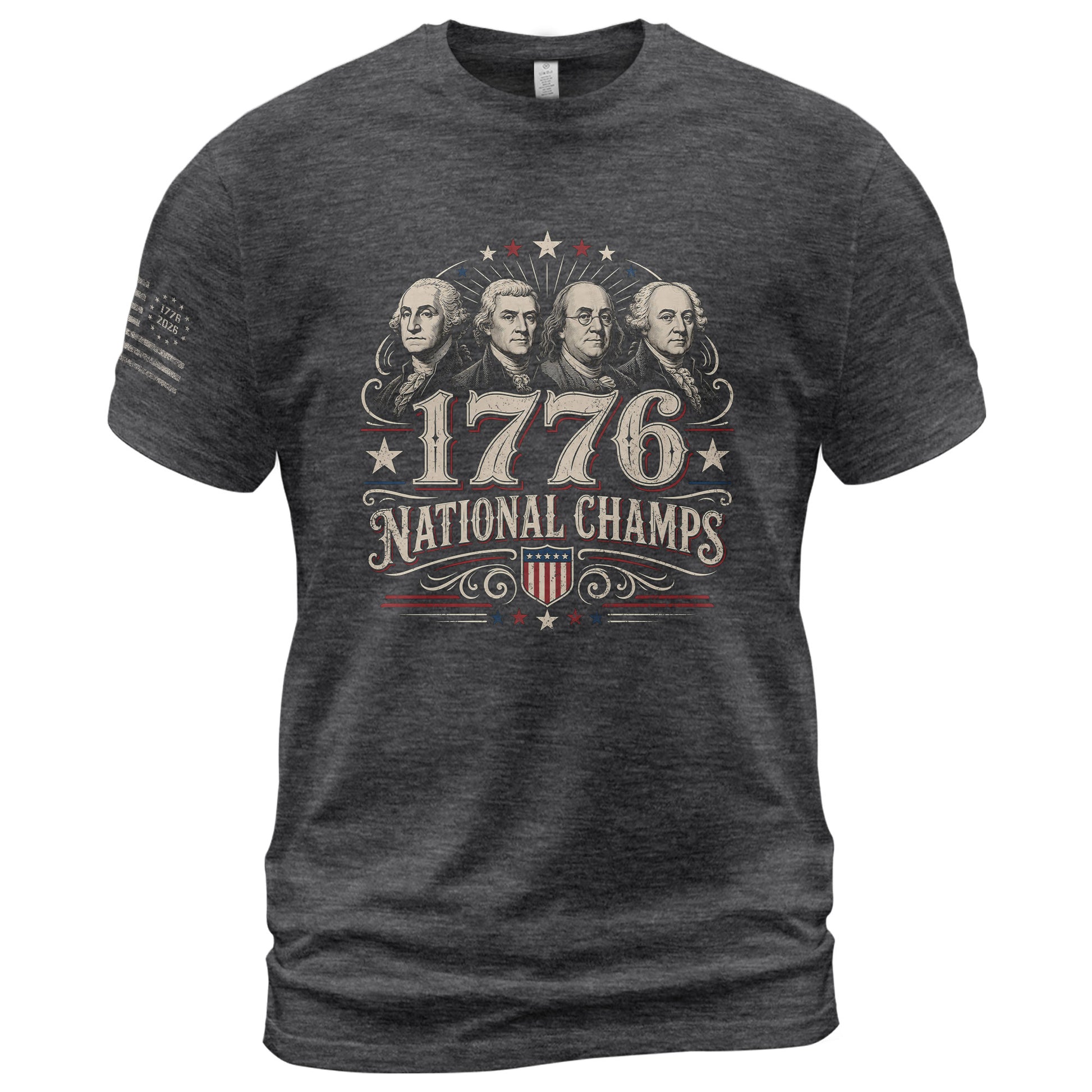 American History Graphic T-Shirt - 1776 National Champs Founding Fathers Design - Rust Field Wear