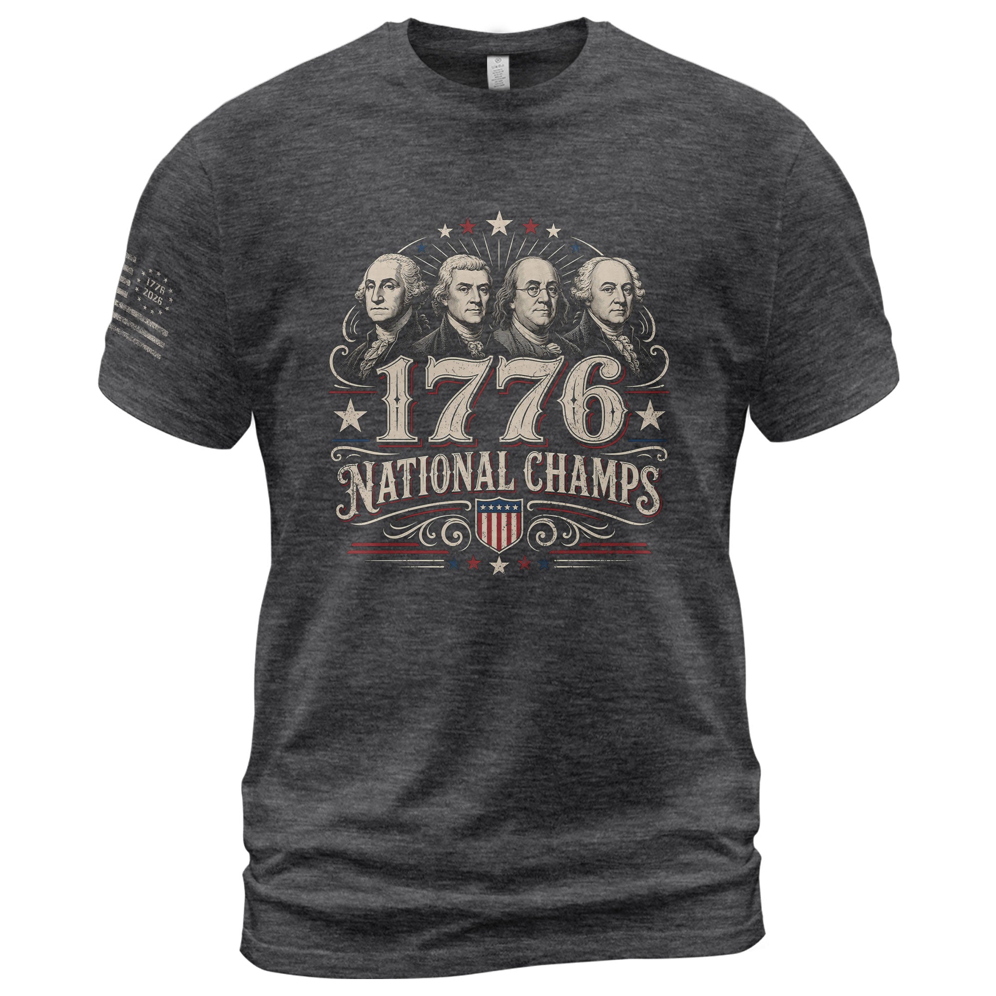 American History Graphic T-Shirt - 1776 National Champs Founding Fathers Design - Rust Field Wear