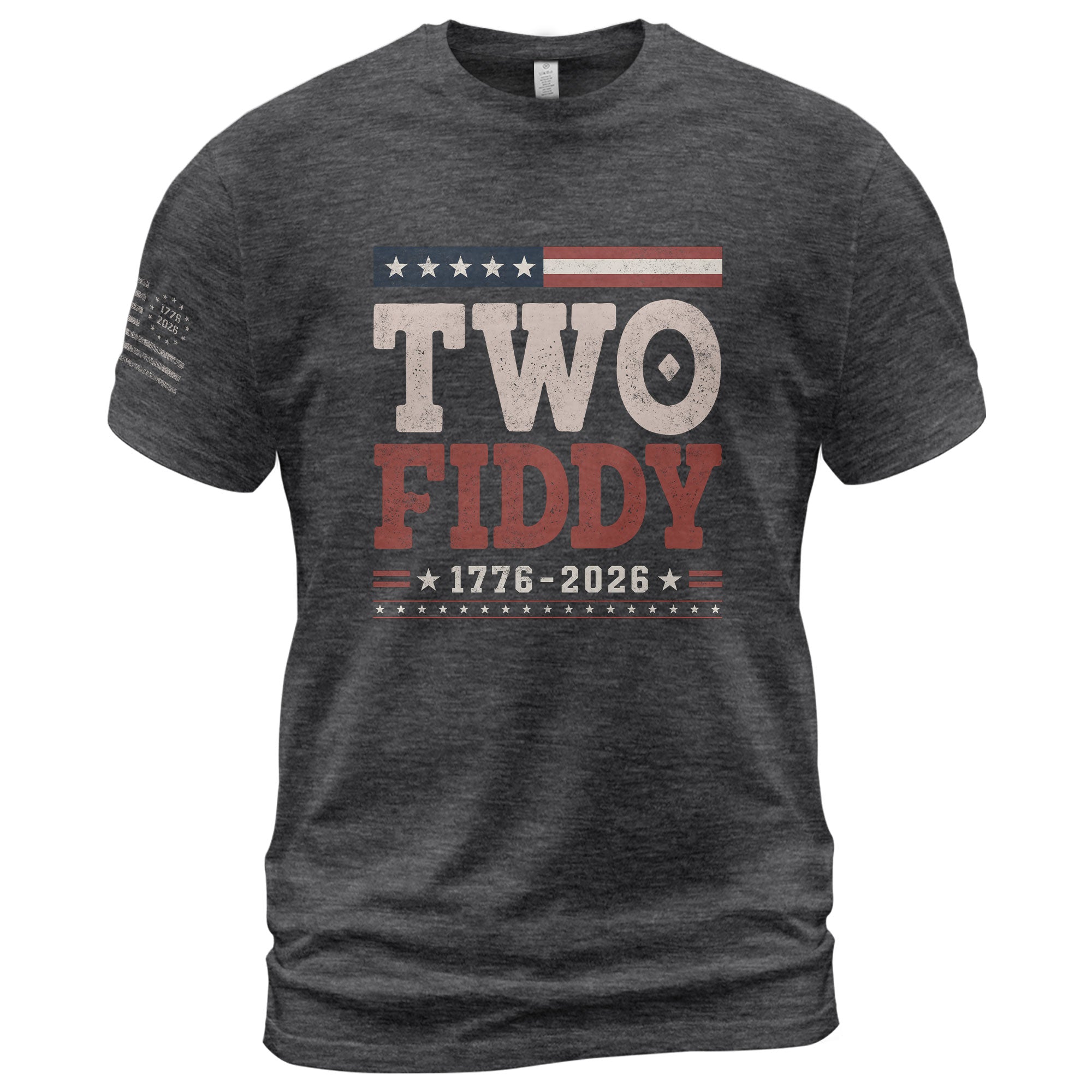 Two Fiddy 1776-2026 Patriotic T-Shirt - Vintage American Independence Graphic Tee - Rust Field Wear