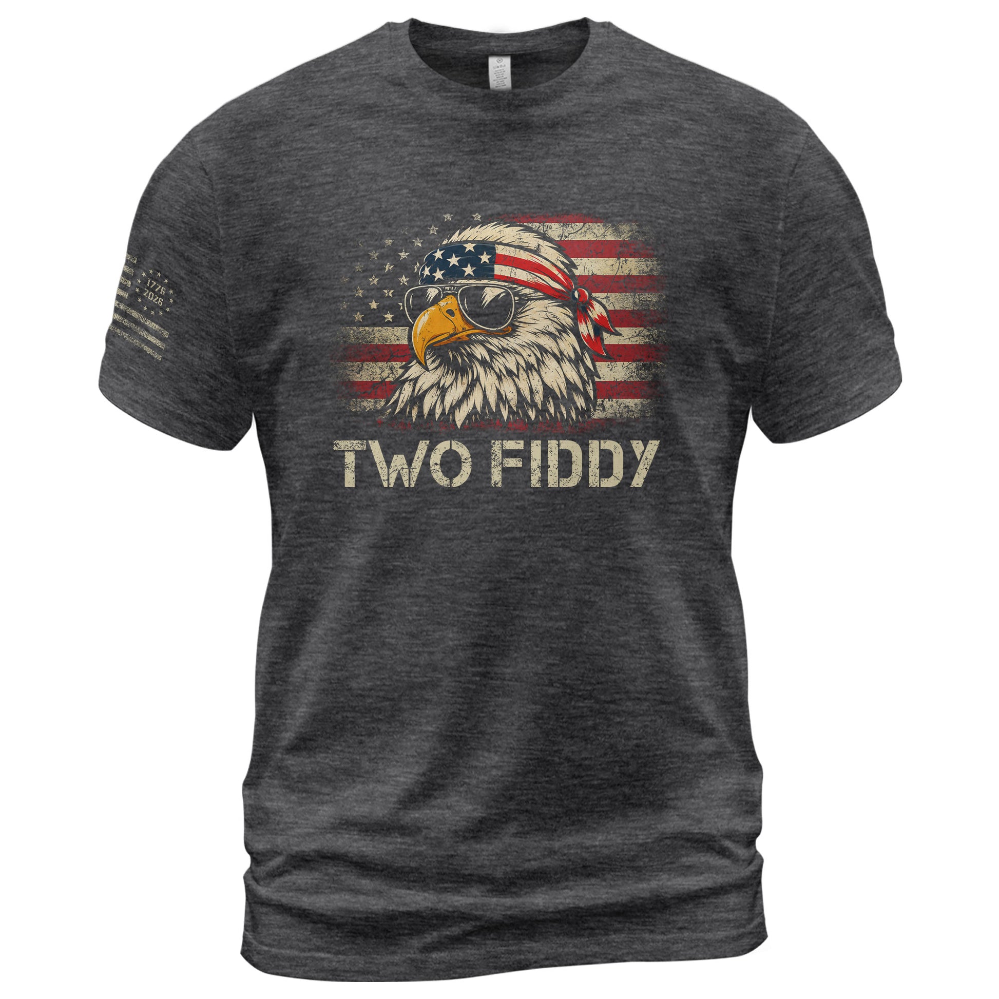 Two Fiddy Eagle Graphic T-Shirt - Vintage American Heritage Patriotic Celebration Tee - Rust Field Wear