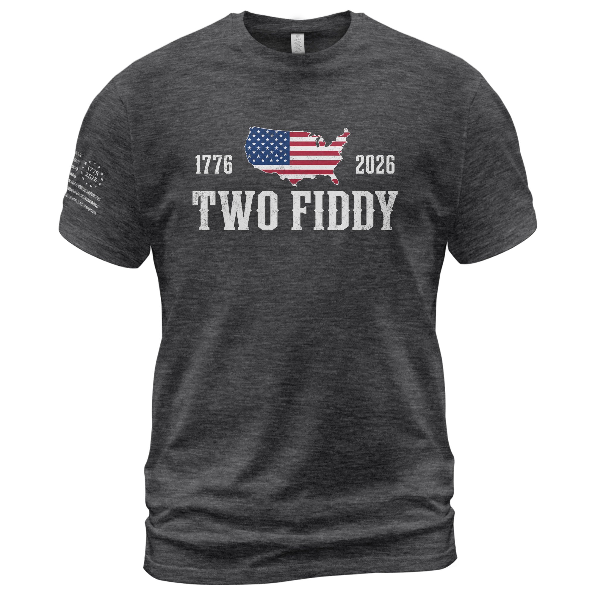 Patriotic Two Fiddy 1776-2026 Map Design - Classic American Anniversary Graphic Tee - Rust Field Wear