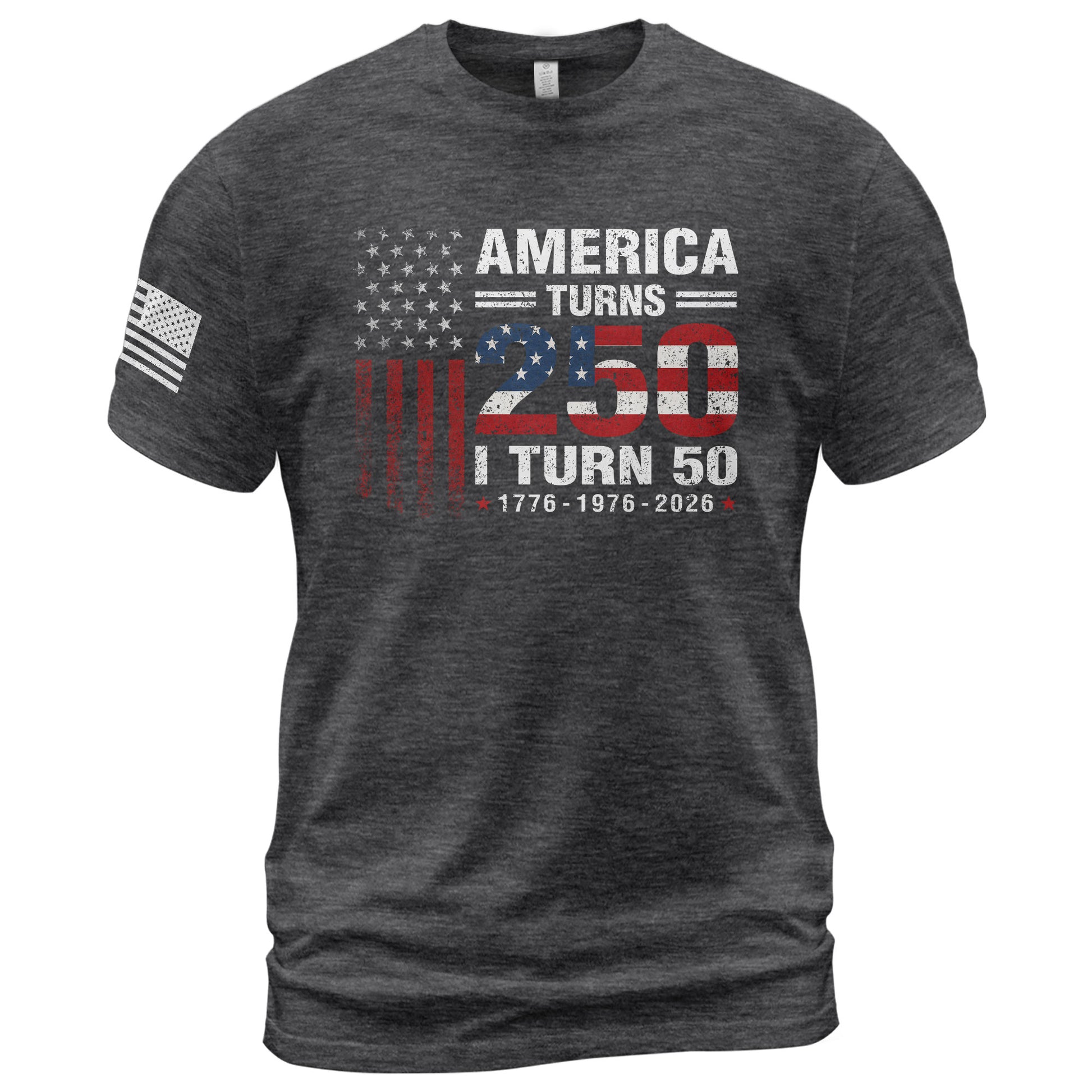 Vintage Style 250 & 50 Birthday Shirt: 1776-2026 Patriotic Anniversary Graphic Tee - Rust Field Wear