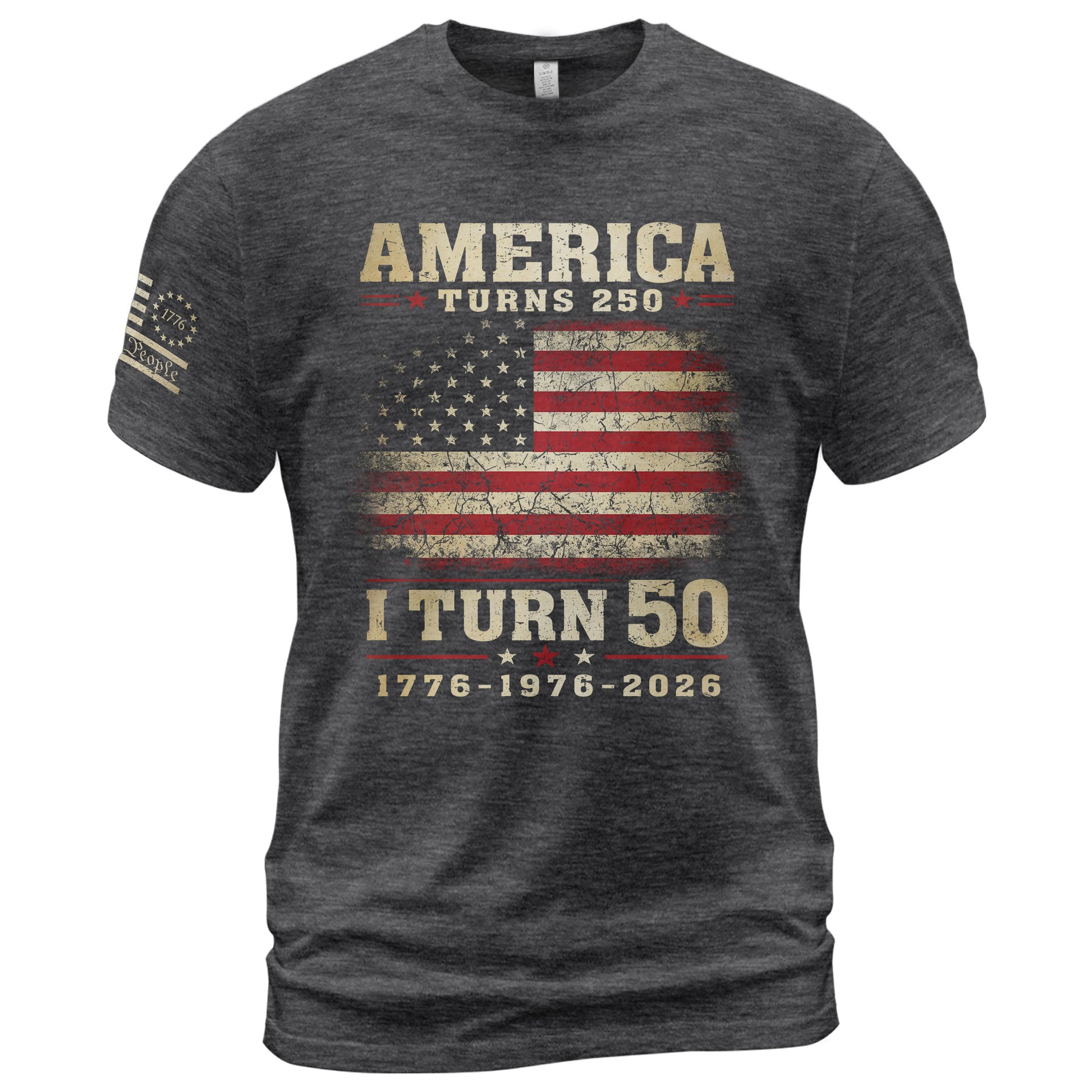 Patriotic 1776 2026 Birthday Tee Celebrating America Turns 250 And I Turn 50 Graphic Shirt - Rust Field Wear
