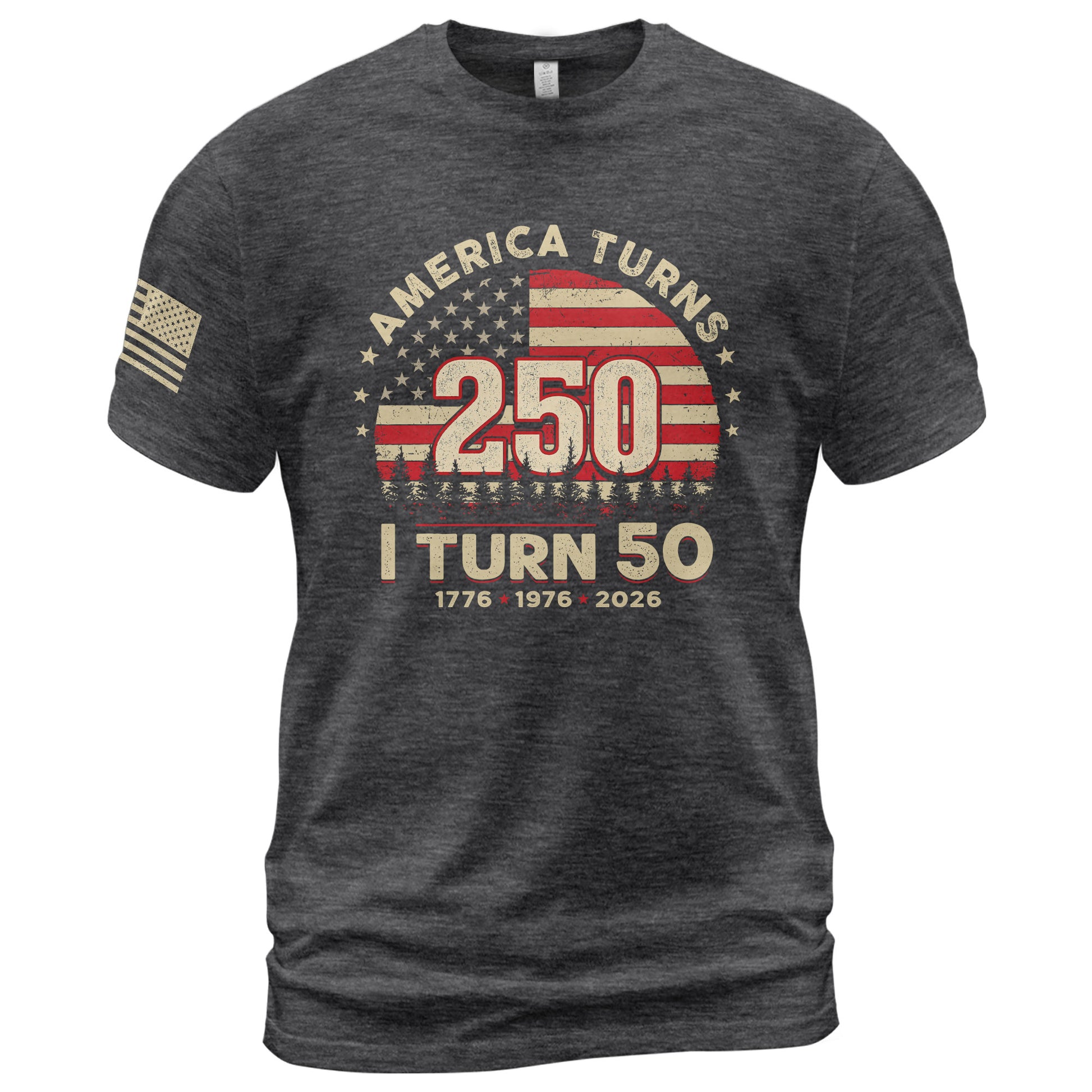 Awesome 1776 2026 Birthday Shirt America Turns 250 And I Turn 50 Patriotic Graphic Tee - Rust Field Wear