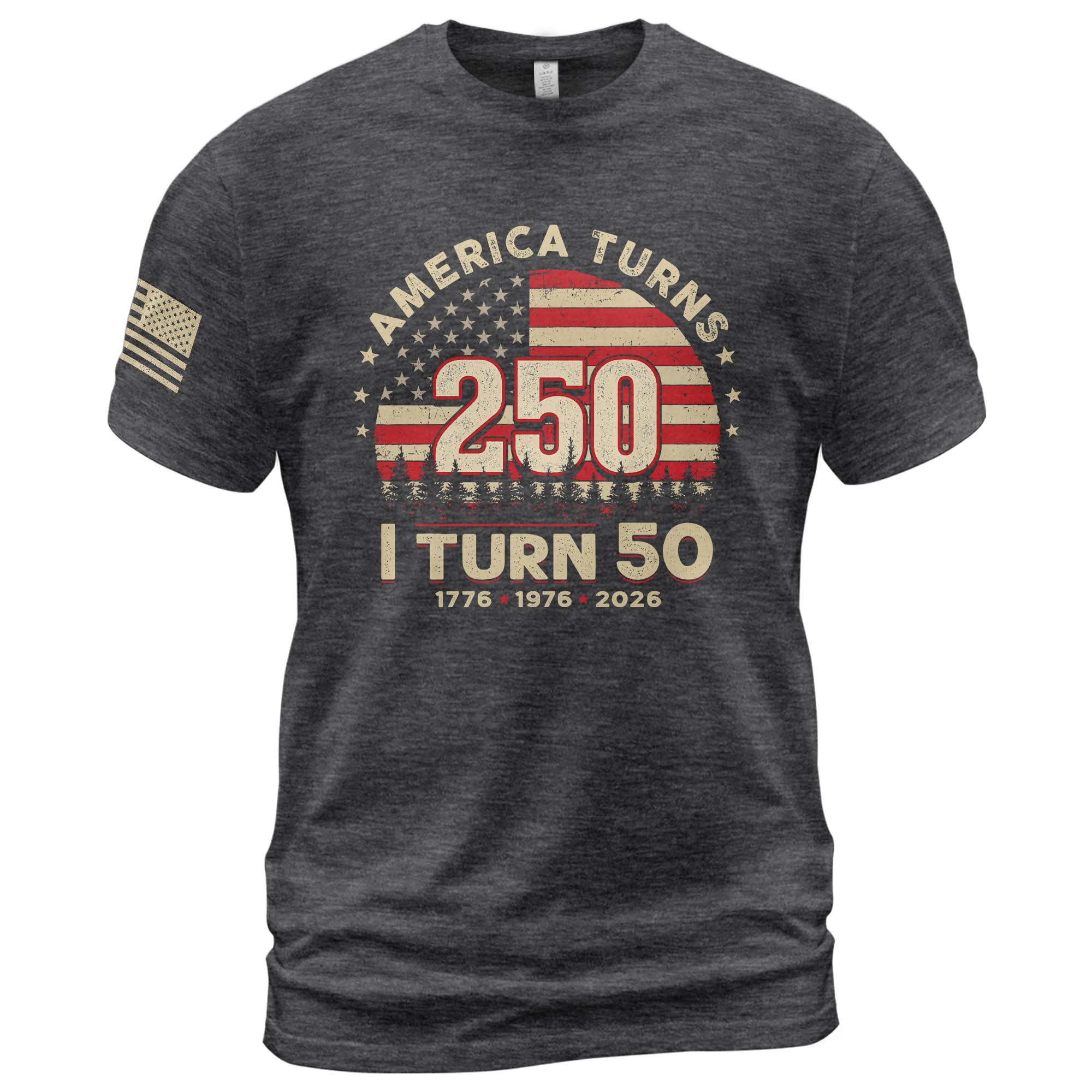Awesome 1776 2026 Birthday Shirt America Turns 250 And I Turn 50 Patriotic Graphic Tee - Rust Field Wear