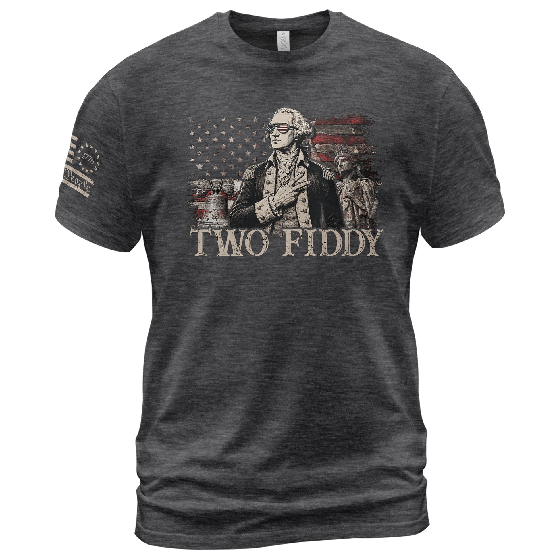 Two Fiddy George Washington Patriotic Graphic Tee American Heritage Style Apparel Shirt - Rust Field Wear