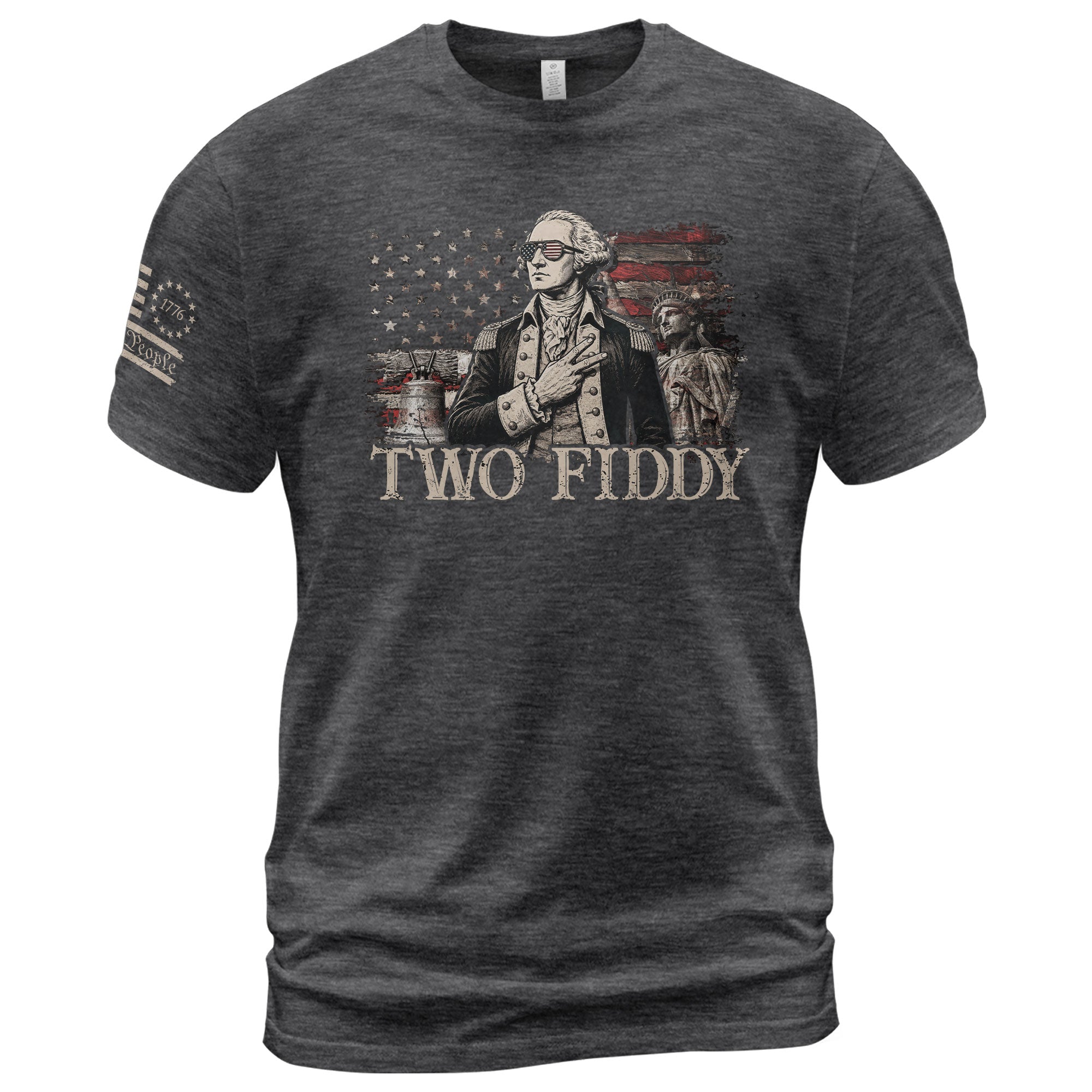 Two Fiddy George Washington Patriotic Graphic Tee American Heritage Style Apparel Shirt - Rust Field Wear