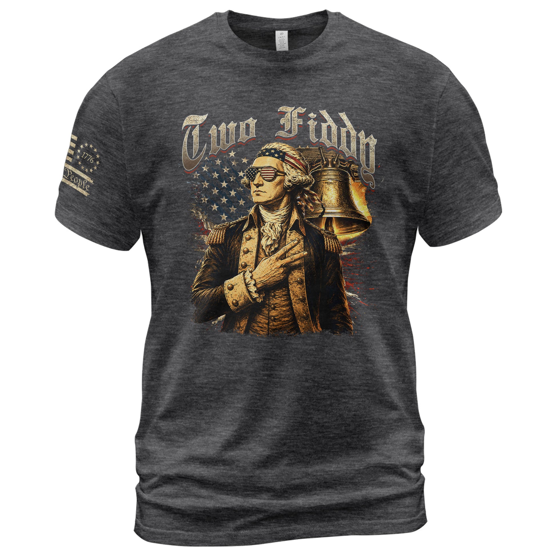 Two Fiddy George Washington Patriotic Graphic Tee Liberty Bell Heritage Style Shirt - Rust Field Wear