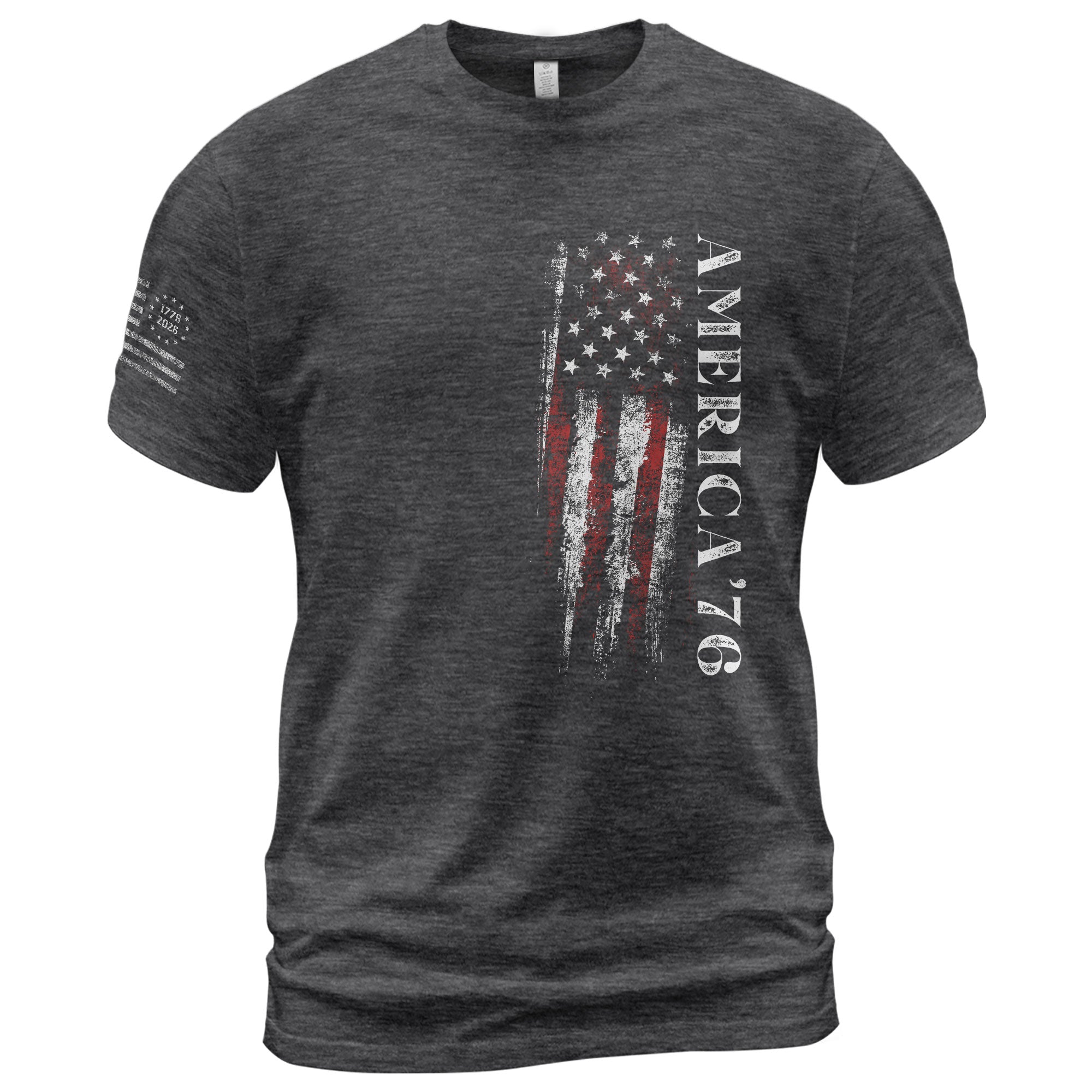 America '76 Graphic T Shirt Patriotic Vertical Flag Design Casual Mens Statement Shirt - Rust Field Wear