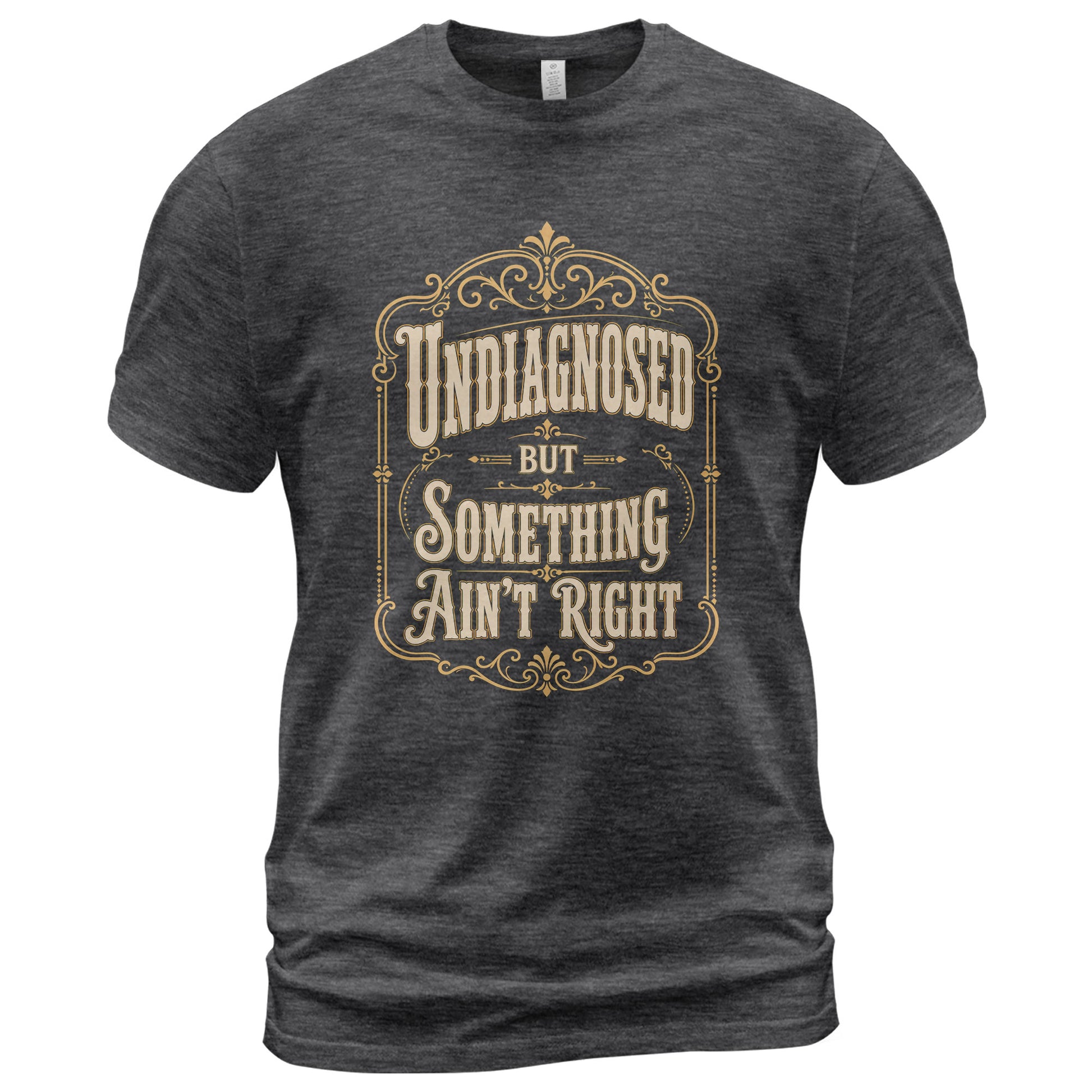 Vintage Ornate Frame Slogan Tee Undiagnosed But Something Ain't Right Casual Shirt - Rust Field Wear