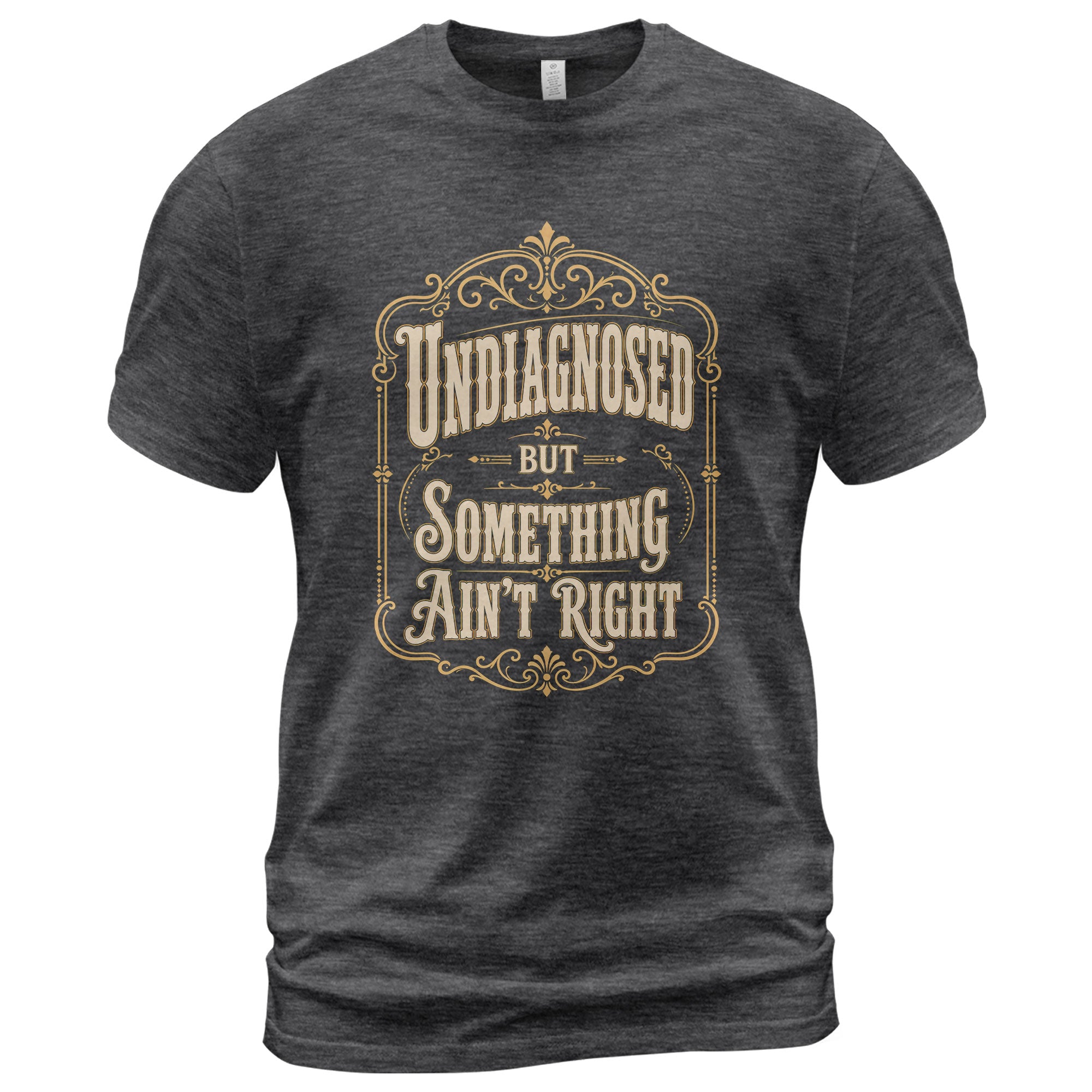 Vintage Ornate Frame Slogan Tee Undiagnosed But Something Ain't Right Casual Shirt - Rust Field Wear