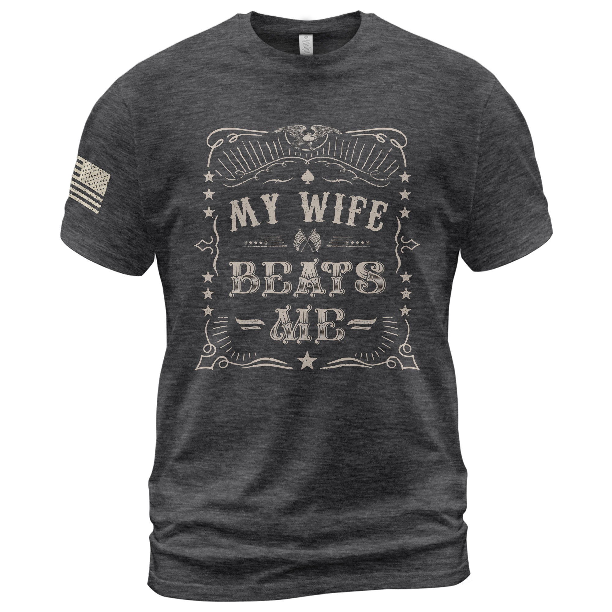 Funny Racing Flags Quote My Wife Beats Me Men Vintage Graphic Shirt Casual Novelty