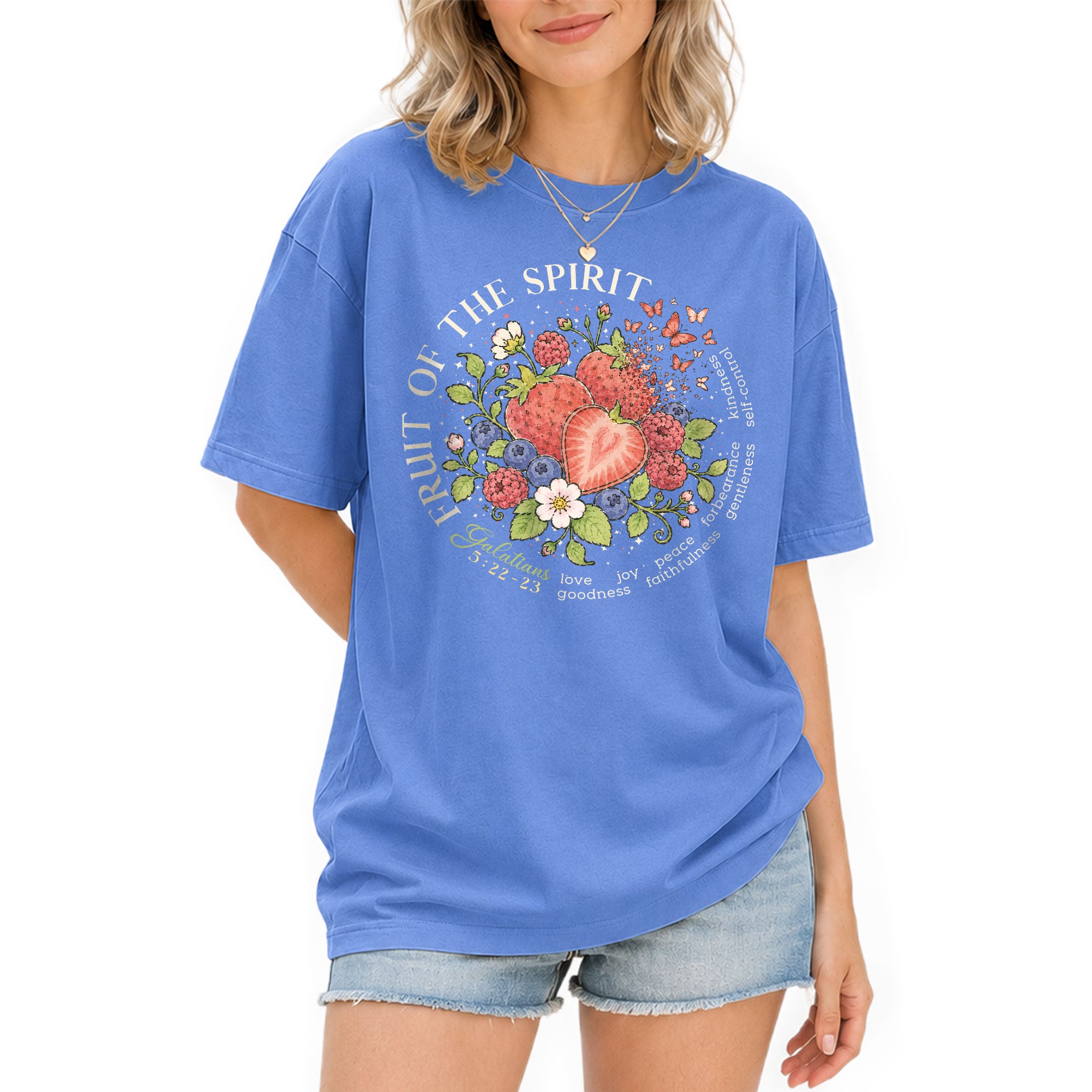 Fruit Of The Spirit Galatians 5 22 23 Berry Christian Graphic Tee For Women Apparel