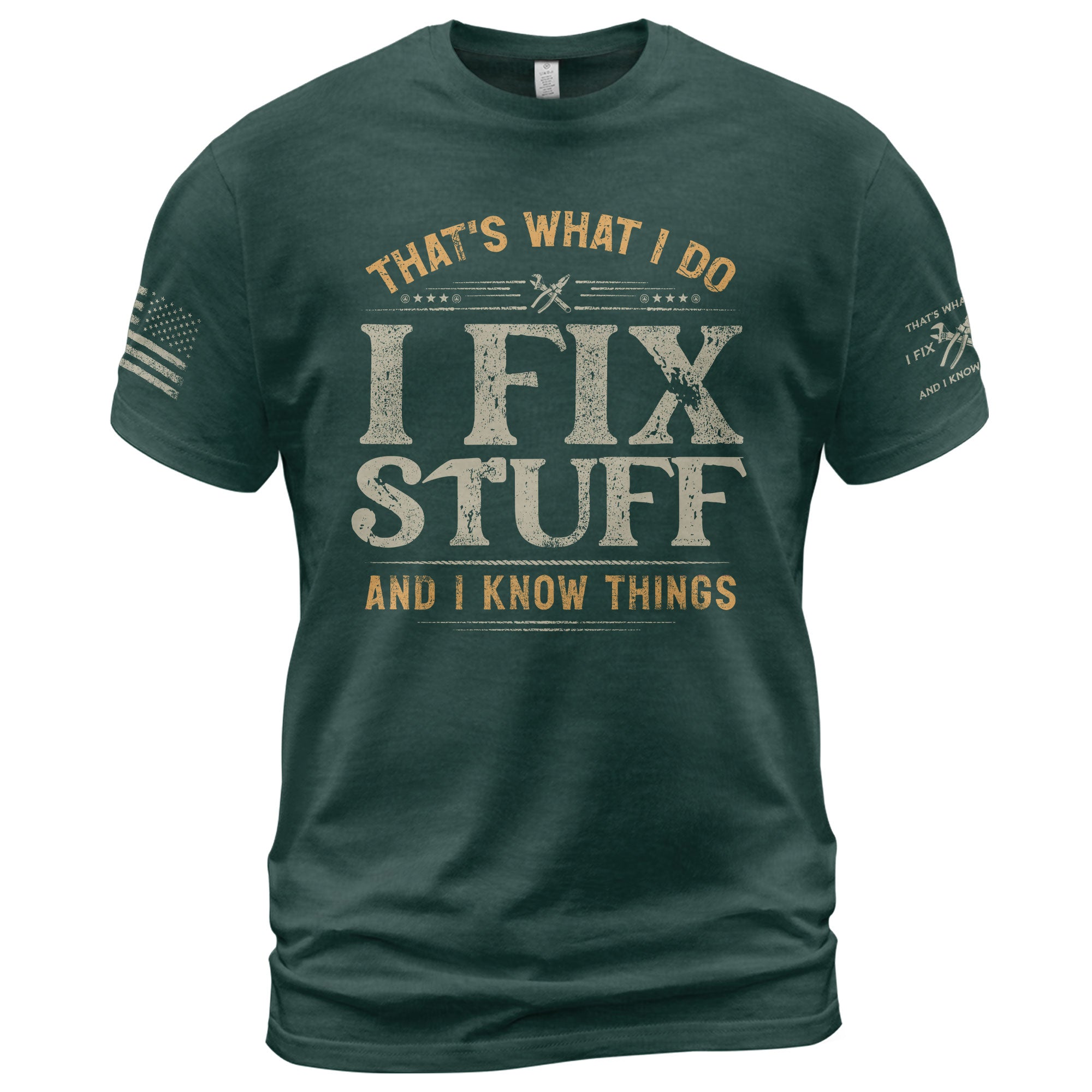 I Fix Stuff And I Know Things Funny Handyman Quote Men Graphic Shirt Casual Novelty