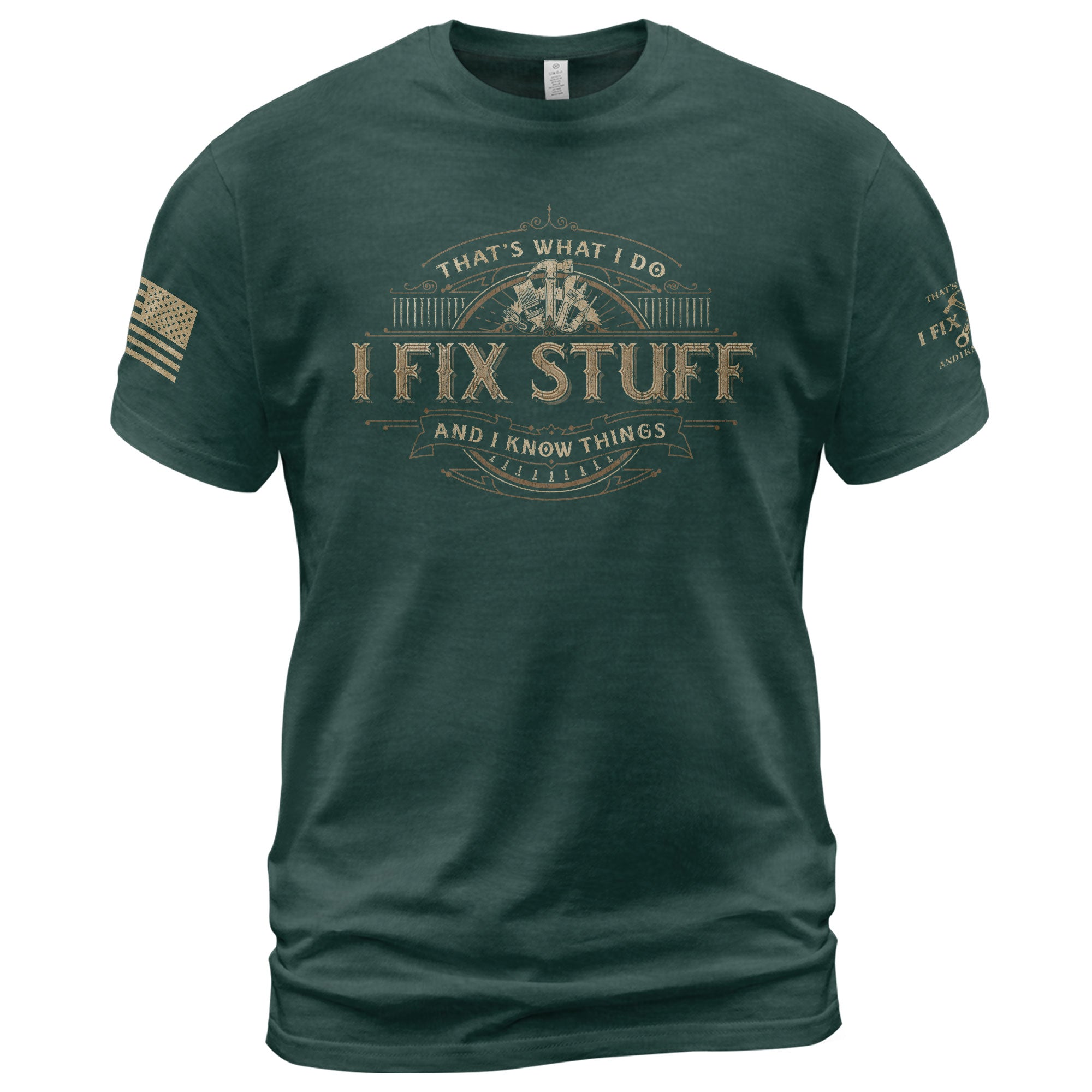 Graphic Shirt Men I Fix Stuff And I Know Things Funny Quote T-Shirt Sleeves Print