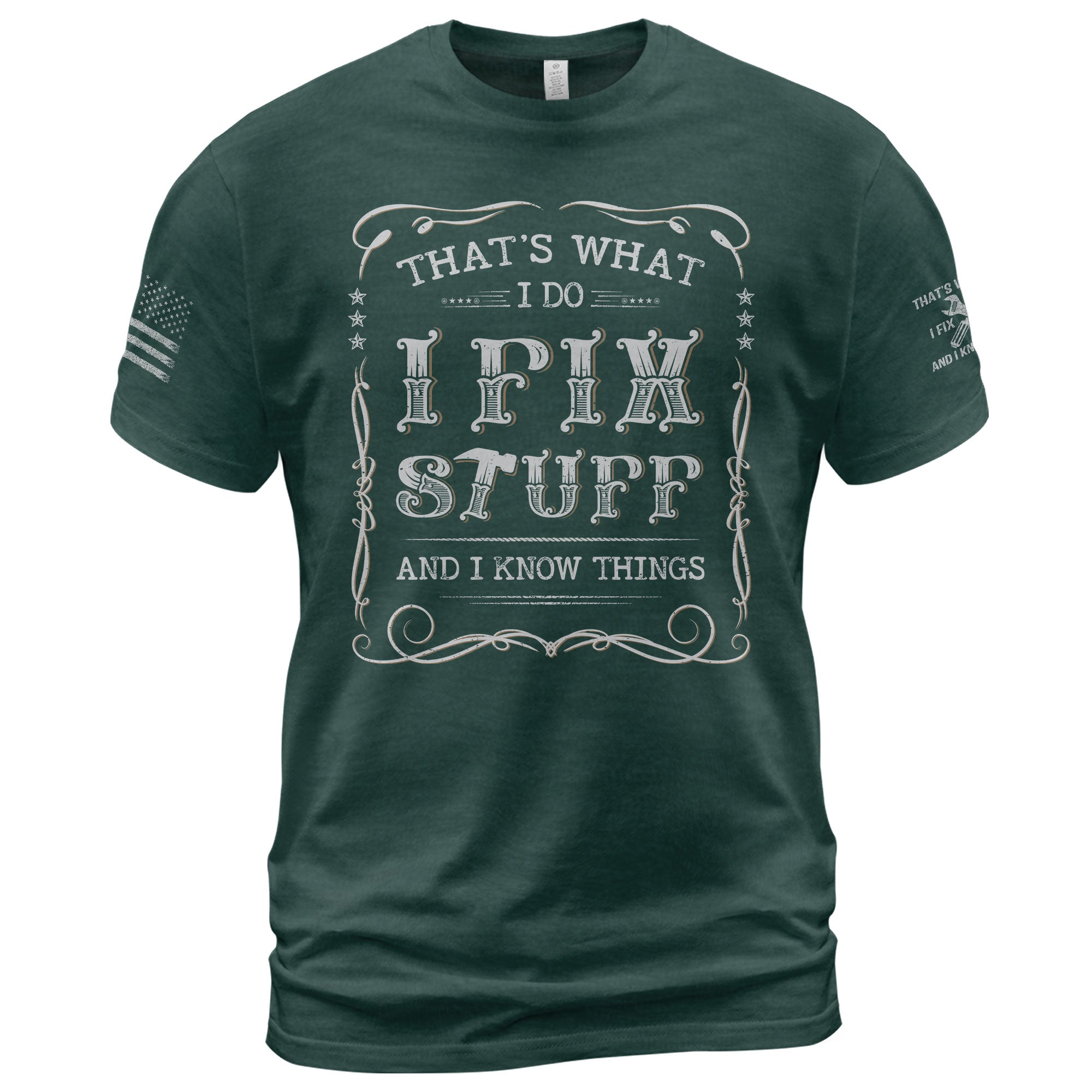 I Fix Stuff And I Know Things Funny Vintage Quote Men Graphic Shirt Casual Novelty