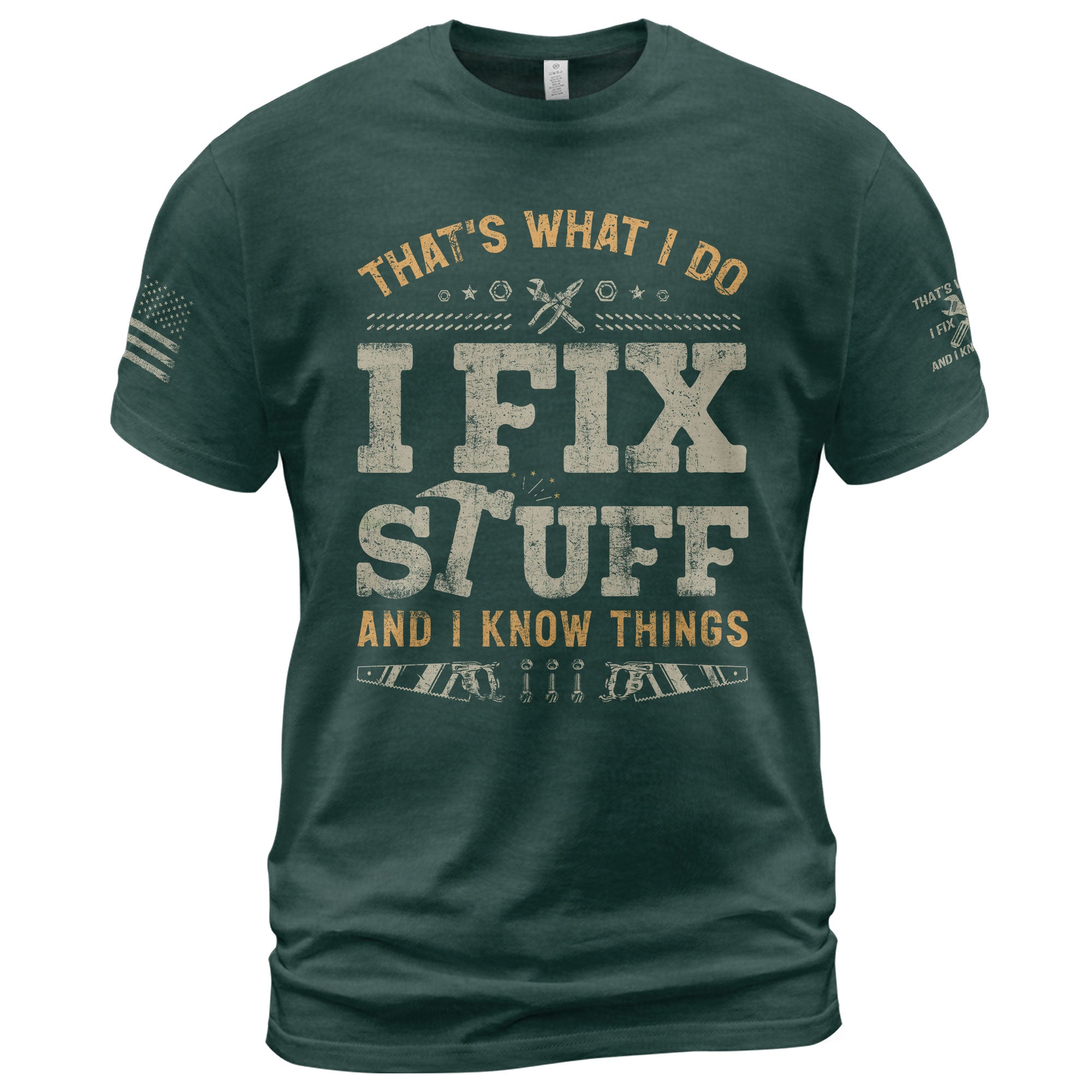 Rustic Men T-Shirt Graphic I Fix Stuff And I Know Things Block Quote Print Tee