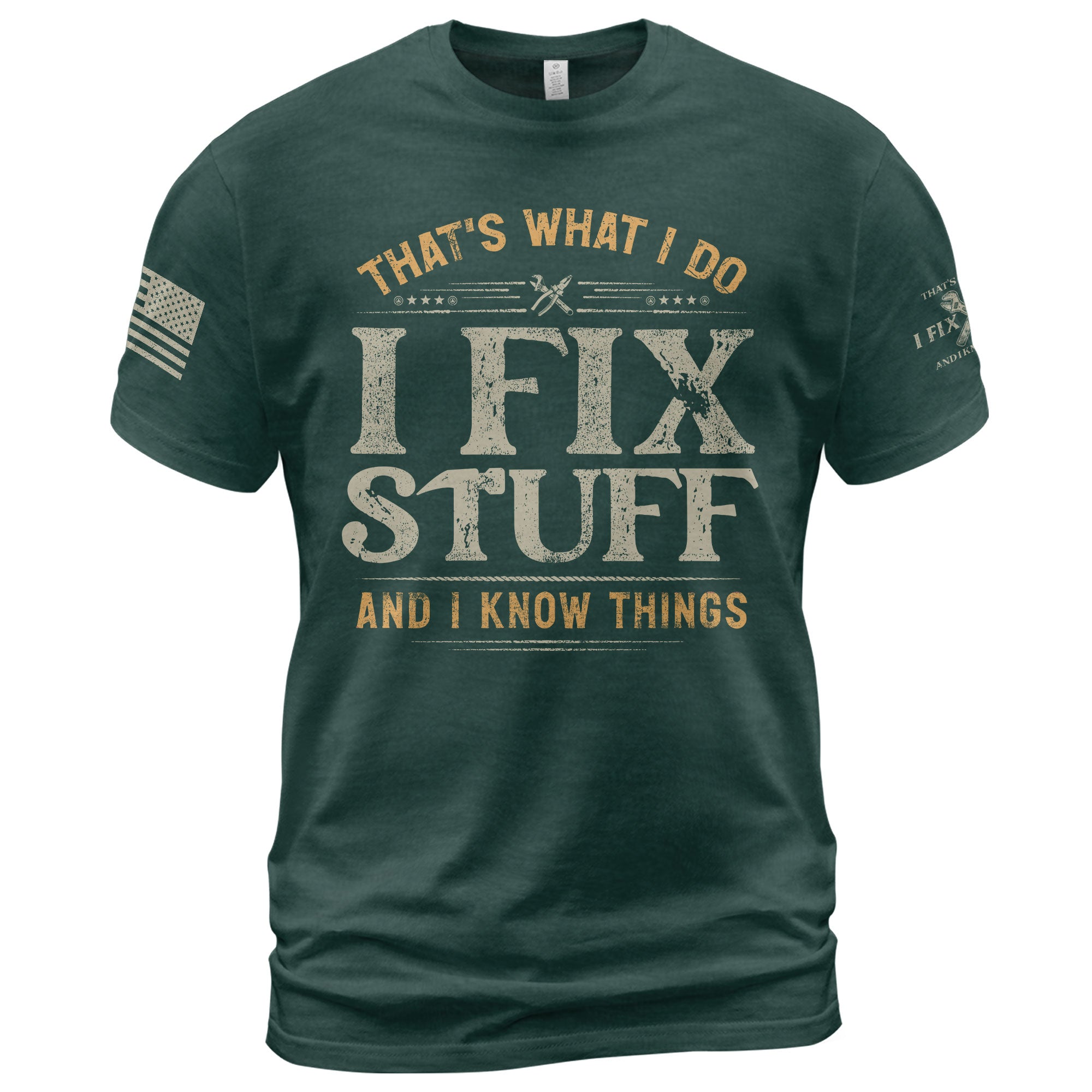 Vintage Men Graphic T-Shirt I Fix Stuff And I Know Things Distressed Quote Printed Tee