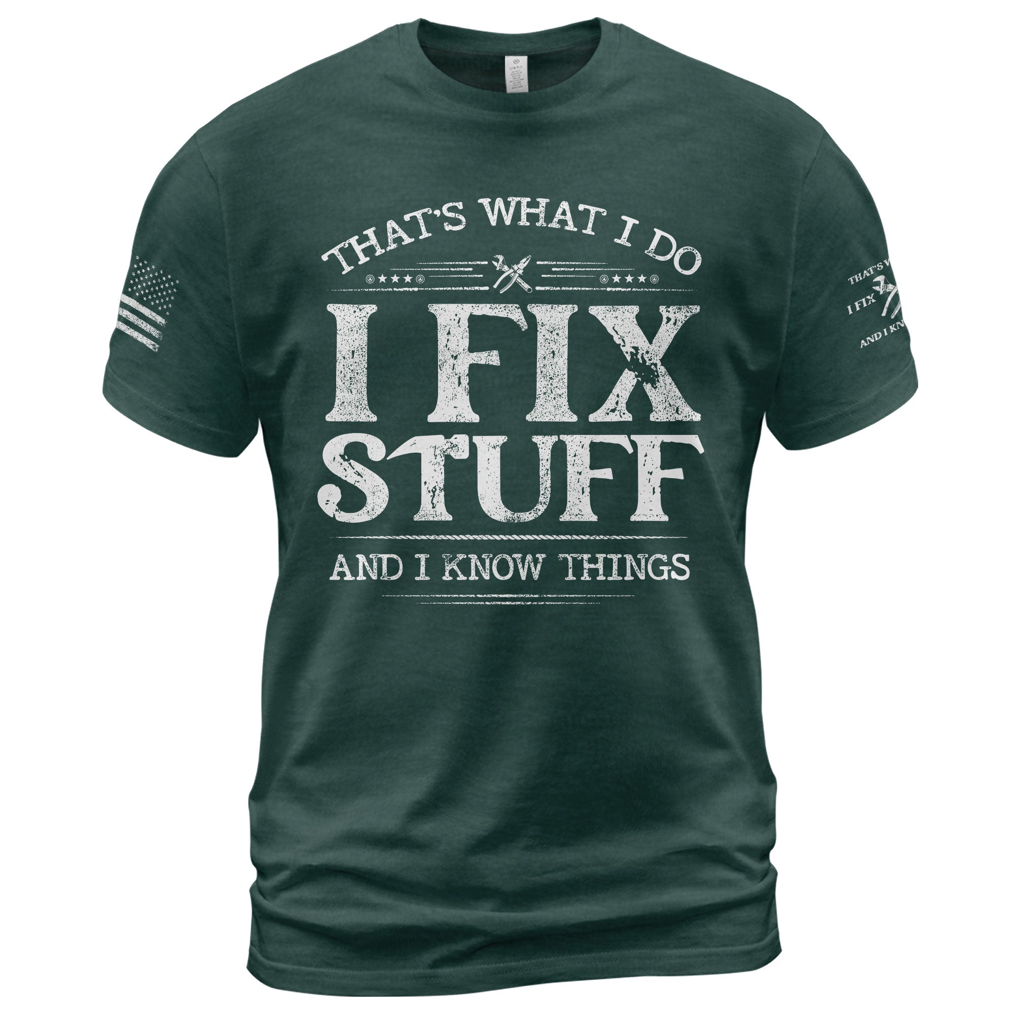 Vintage Men I Fix Stuff And I Know Things Quote T-Shirt Graphic Distressed Print