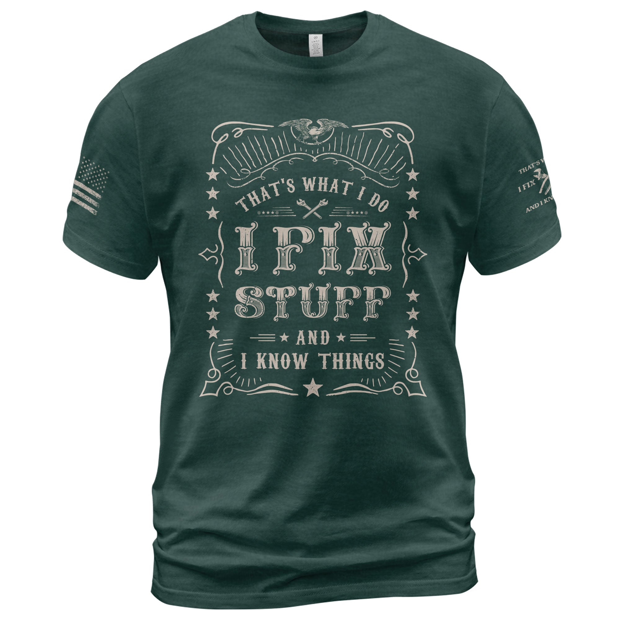 Graphic 2D Men T-Shirt I Fix Stuff And I Know Things Western Quote Eagle Print Tee