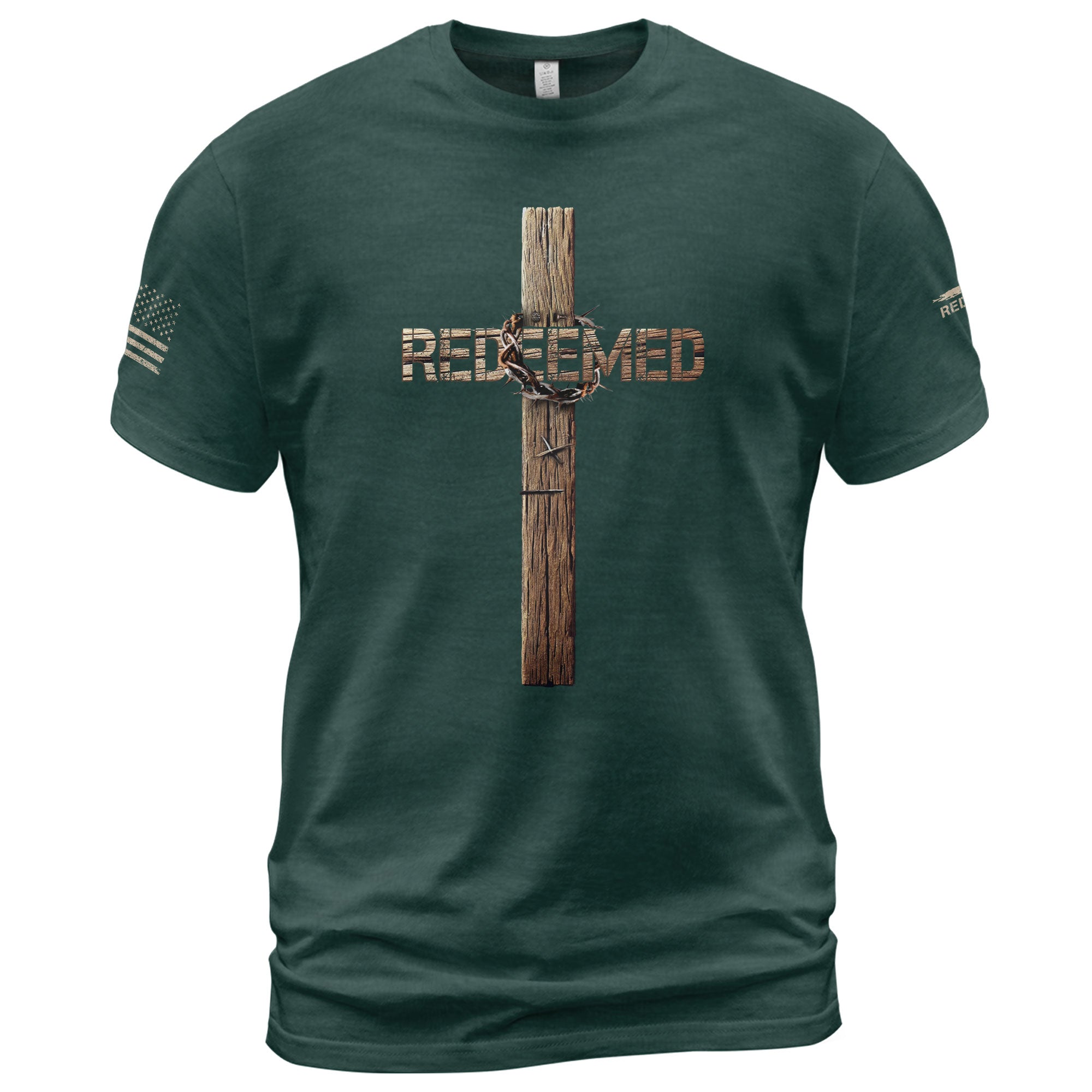 Redeemed Wooden Cross Edition, Christian Shirts for Men - Christian Tee Shirts - Rust Field Wear