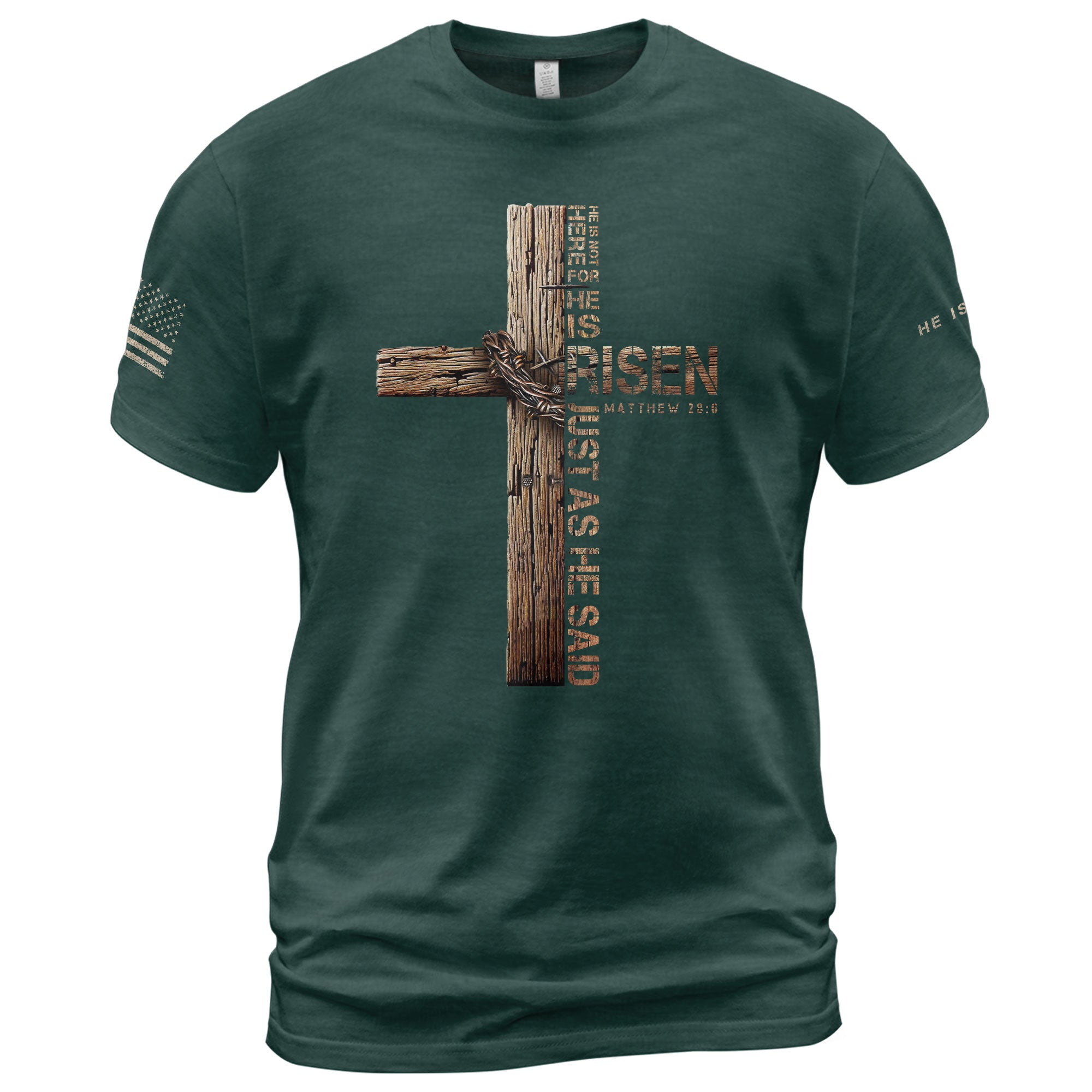 He Is Risen Just As He Said (Matthew 28:6) - Christian Tee Shirts, Christian Shirts for Men - Rust Field Wear