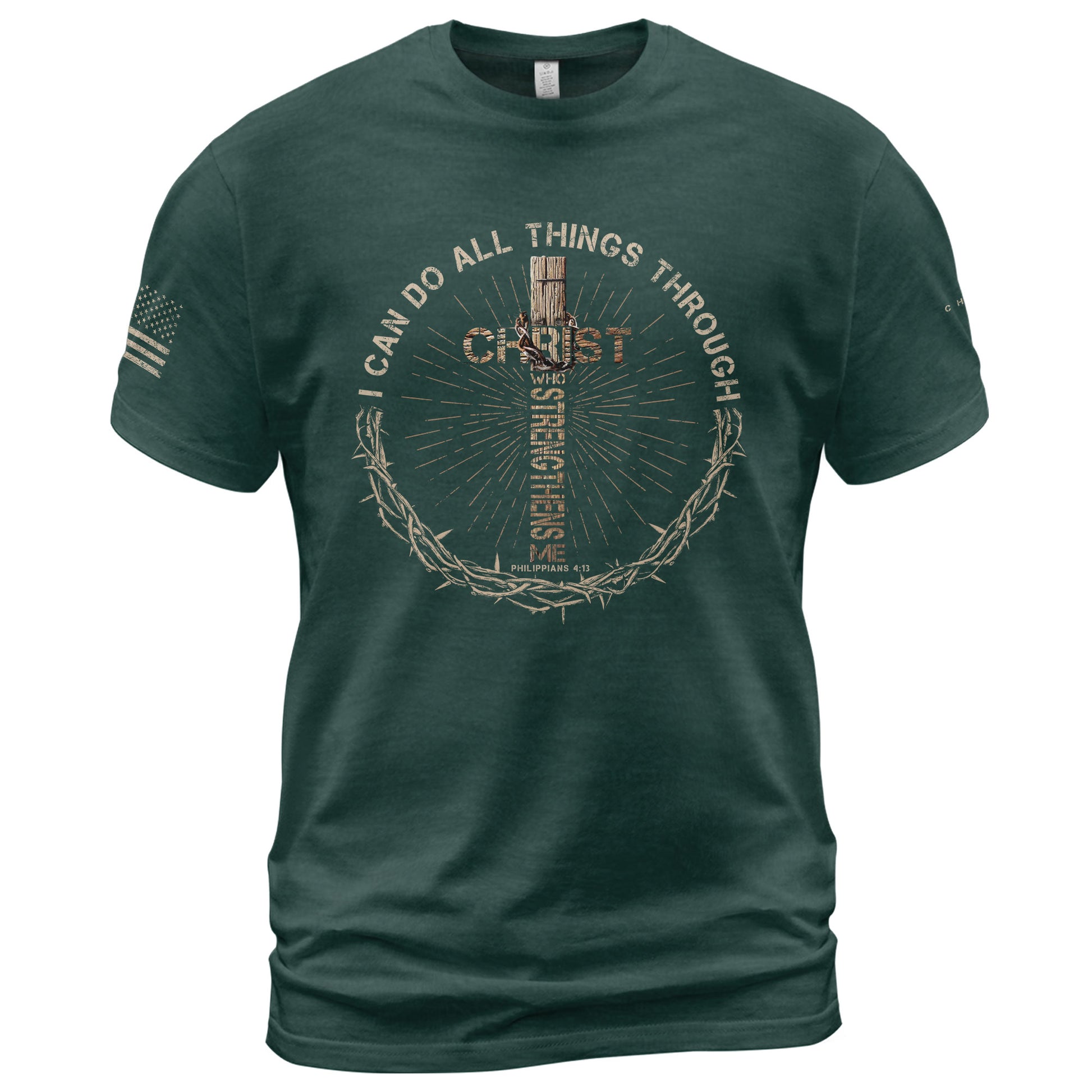 I Can Do All Things Through Christ, Christian Tee Shirts - Faith Shirts for Men - Rust Field Wear