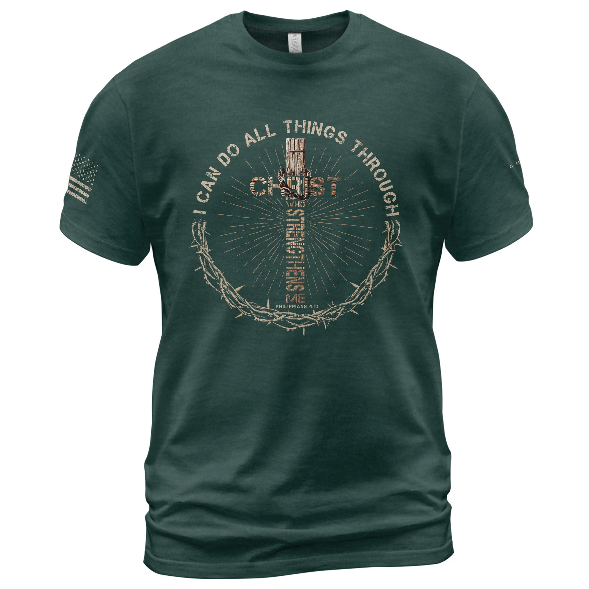 I Can Do All Things Through Christ, Christian Tee Shirts - Faith Shirts for Men - Rust Field Wear