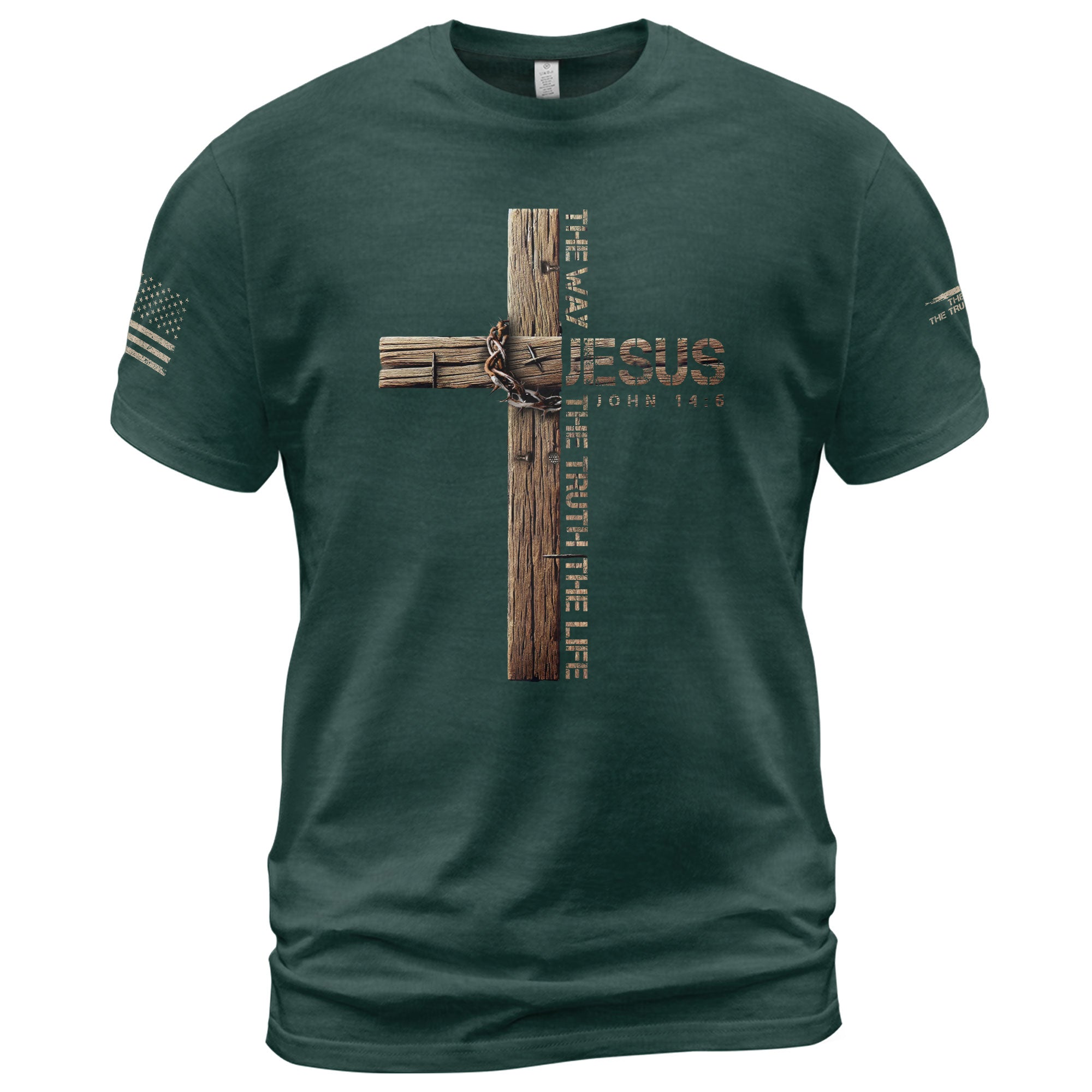 Christian Shirts for Men - Jesus Is the Way John 14:6 Cross Design, Christian Tee Shirts - Rust Field Wear