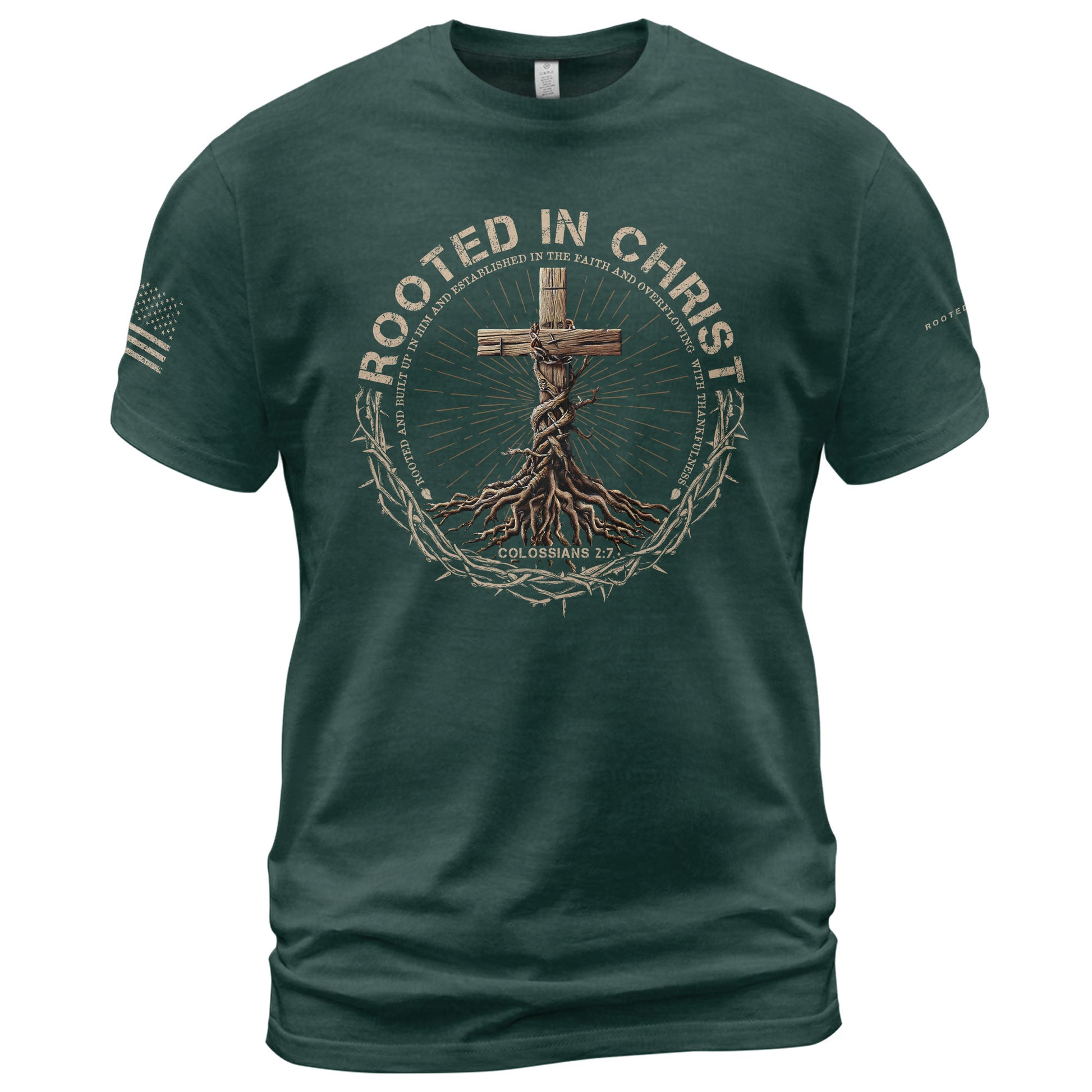 Rooted In Christ, Christian Shirts for Men - Christian Tee Shirts - Rust Field Wear