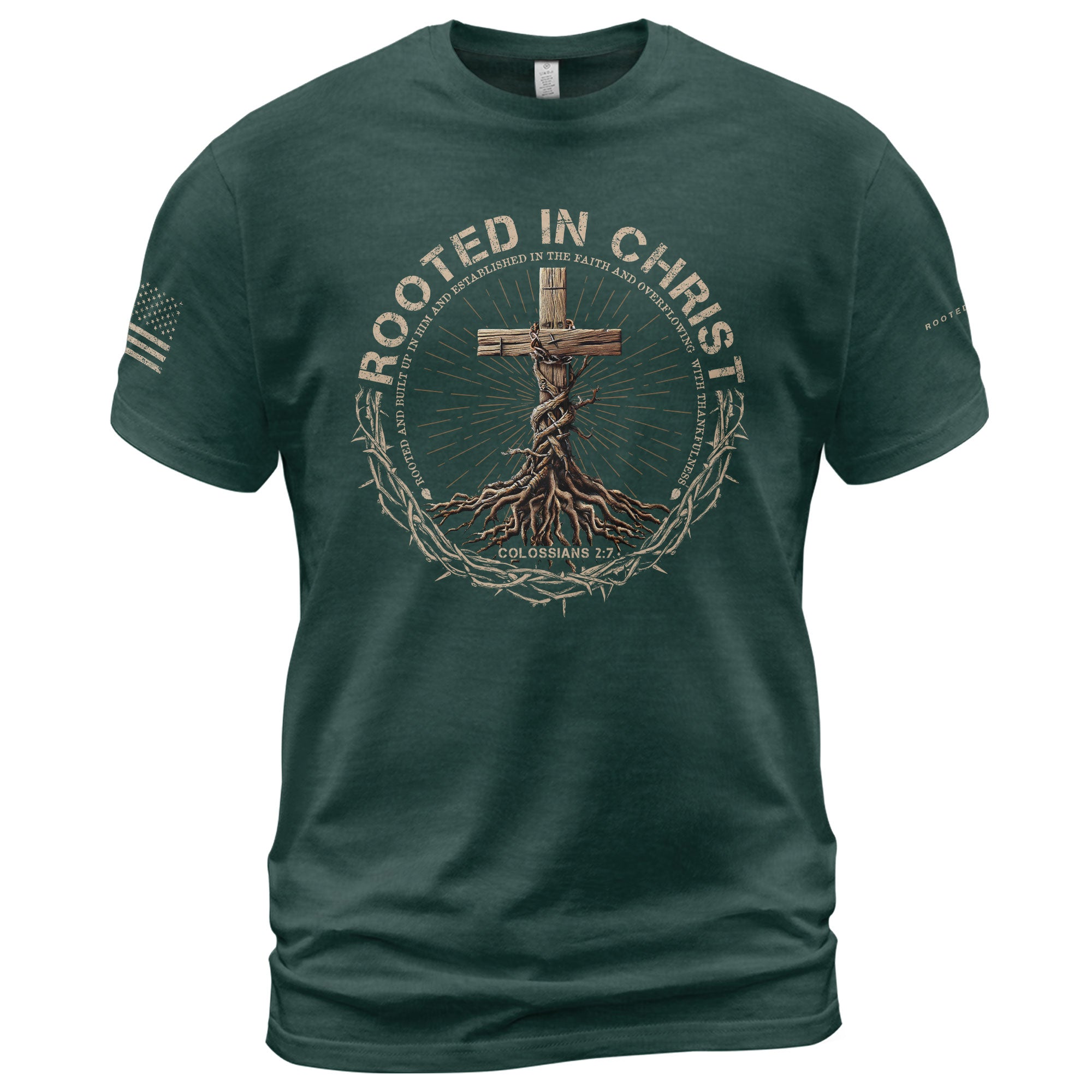 Rooted In Christ, Christian Shirts for Men - Christian Tee Shirts - Rust Field Wear
