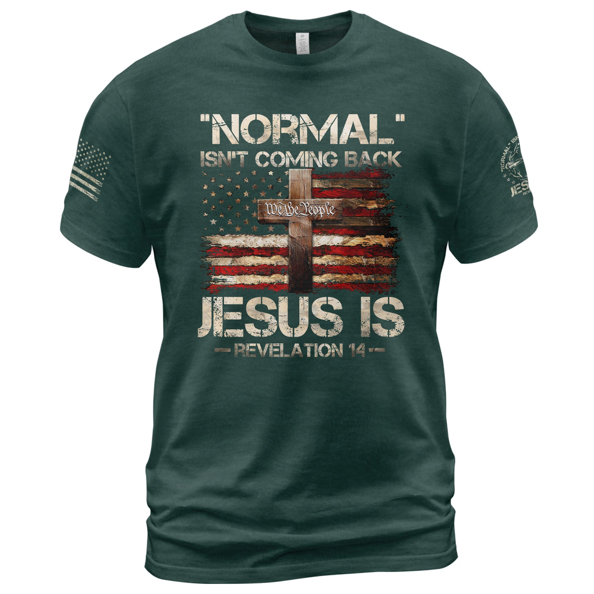Jesus Is Coming Back Revelation 14 Faith and Patriotism - Christian Tee Shirts, Christian Shirts for Men - Rust Field Wear
