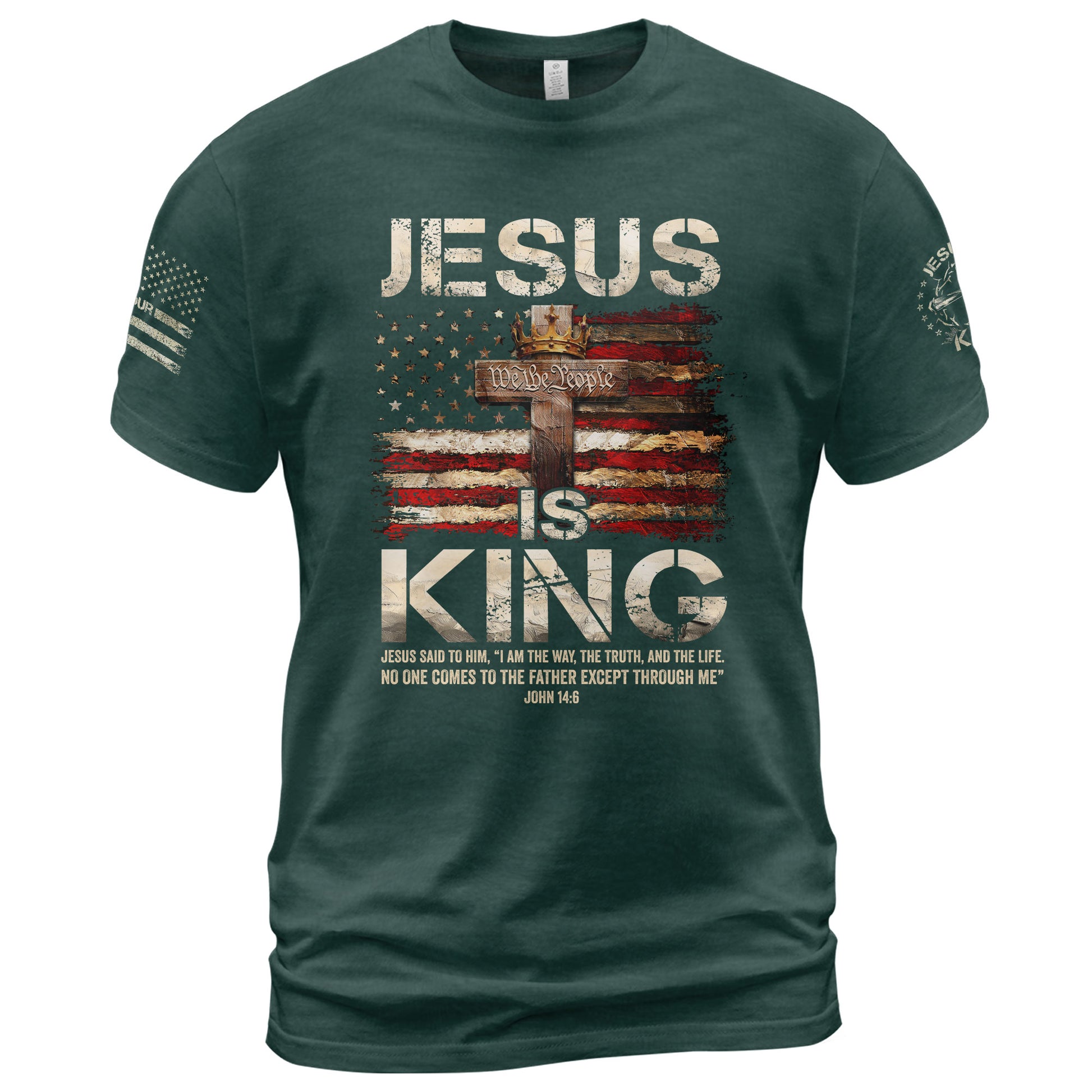 Christian Shirts for Men - Jesus Is King John 14:6, Christian Tee Shirts - Rust Field Wear
