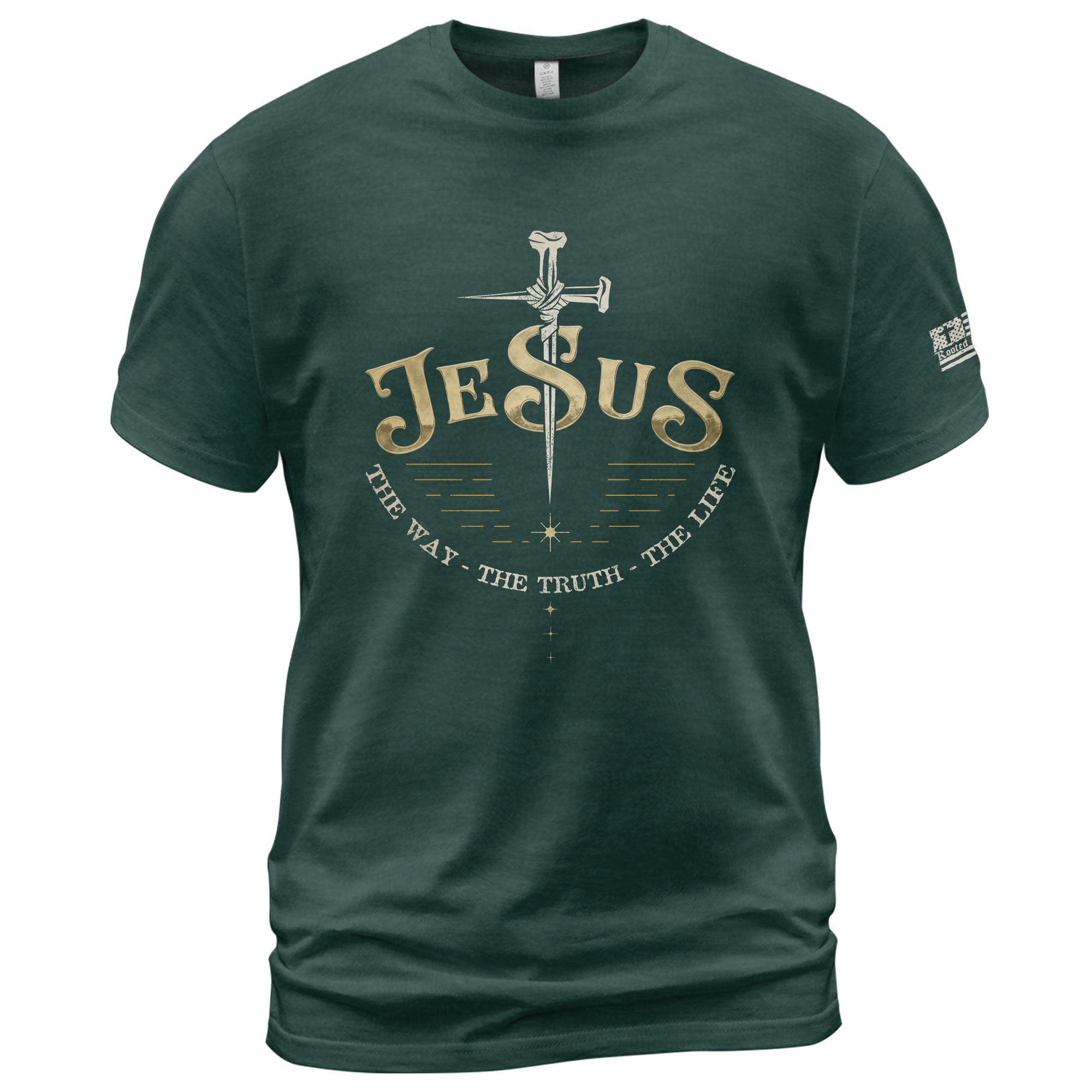 Forged in Faith JESUS Sword, Christian Tee Shirts - Faith Shirts for Men - Rust Field Wear