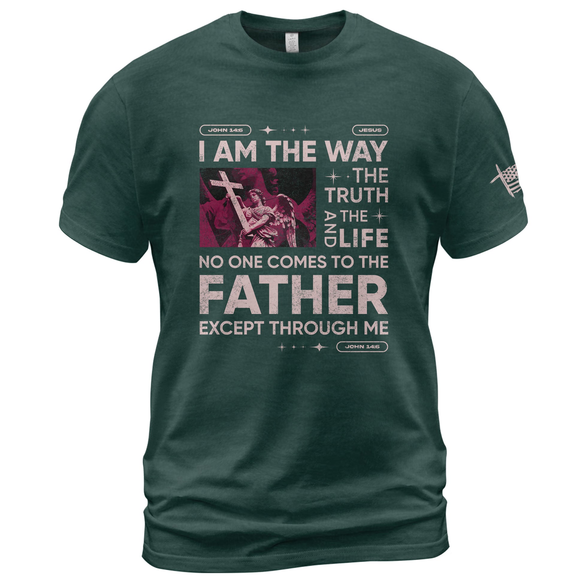 Christian Shirts for Men - I Am the Way Rose Scripture, Christian Tee Shirts - Rust Field Wear