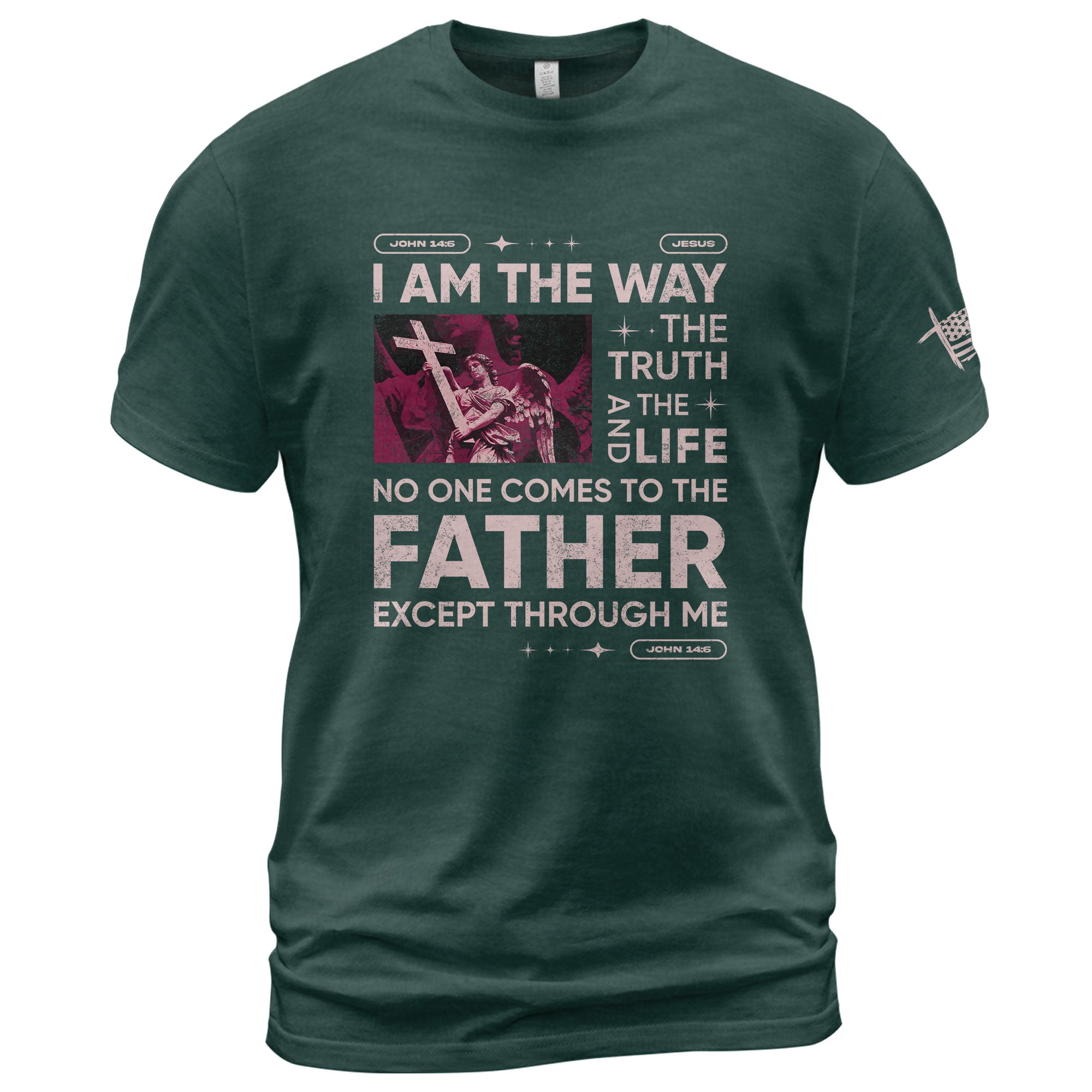 Christian Shirts for Men - I Am the Way Rose Scripture, Christian Tee Shirts - Rust Field Wear