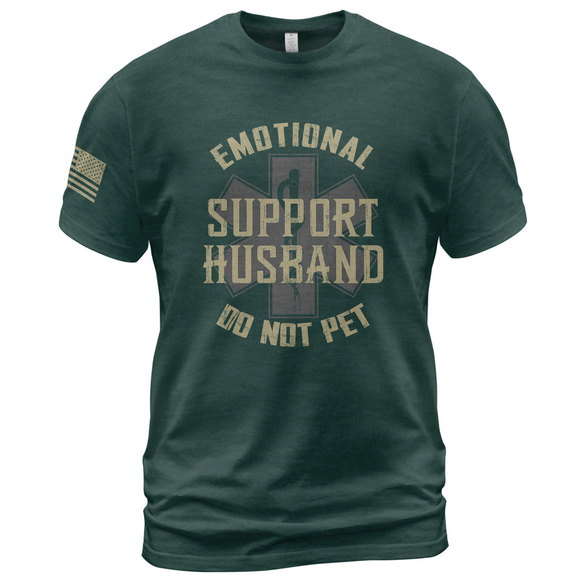 Funny Emotional Support Husband Sarcastic Graphic Tee Shirt Casual Apparel Top Clothing