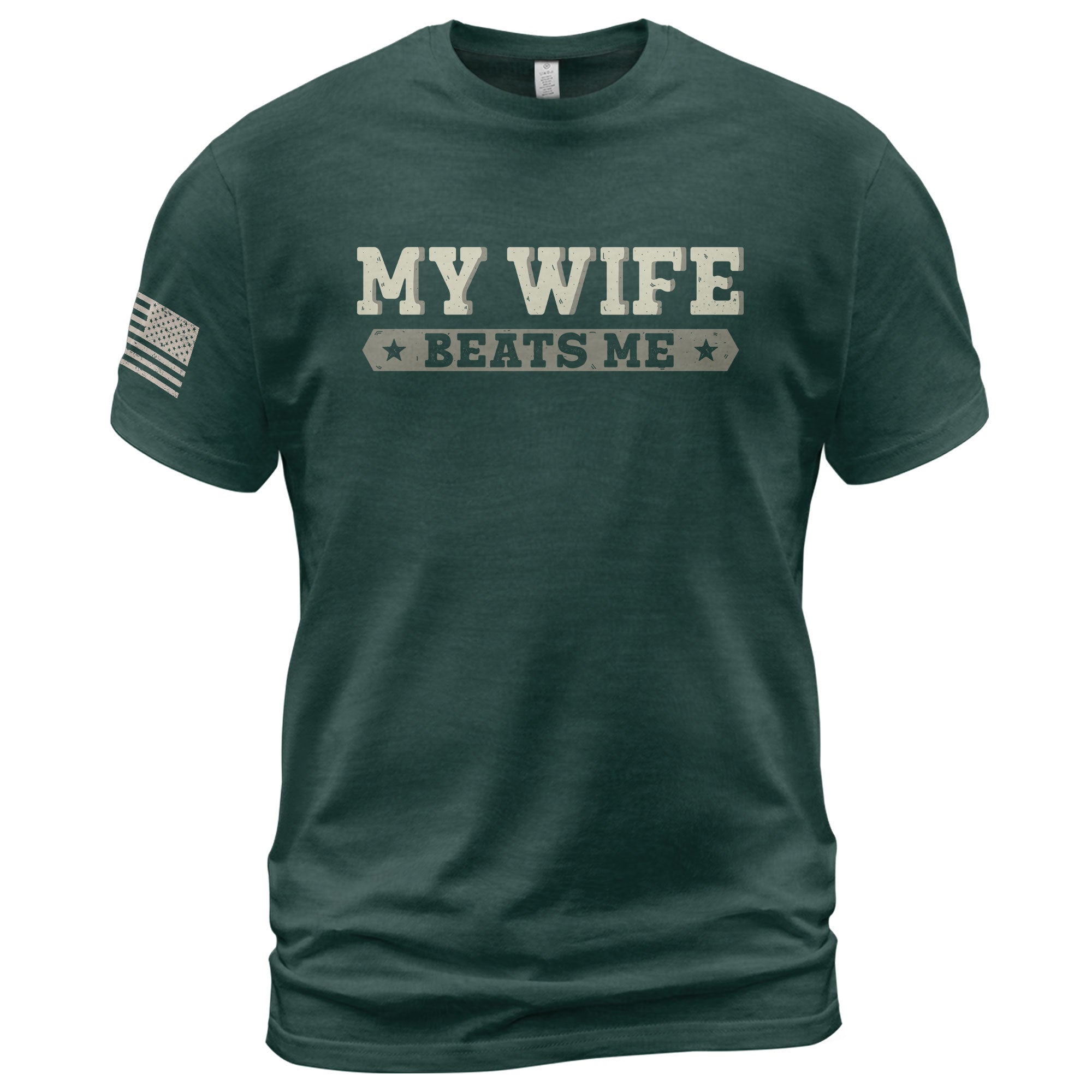Funny Joke Quote My Wife Beats Me Men Vintage Graphic Shirt Casual Novelty Apparel