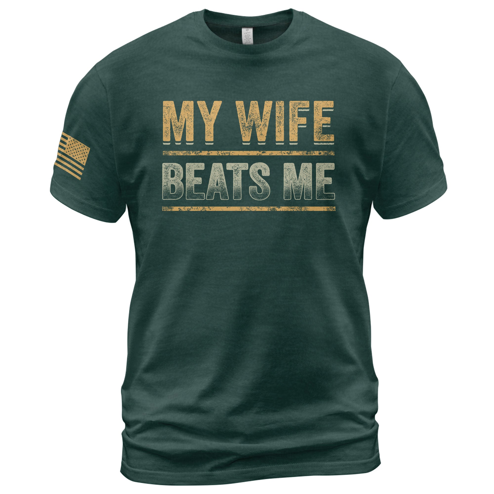 Funny Bold Lines Quote My Wife Beats Me Men Vintage Graphic Shirt Casual Novelty