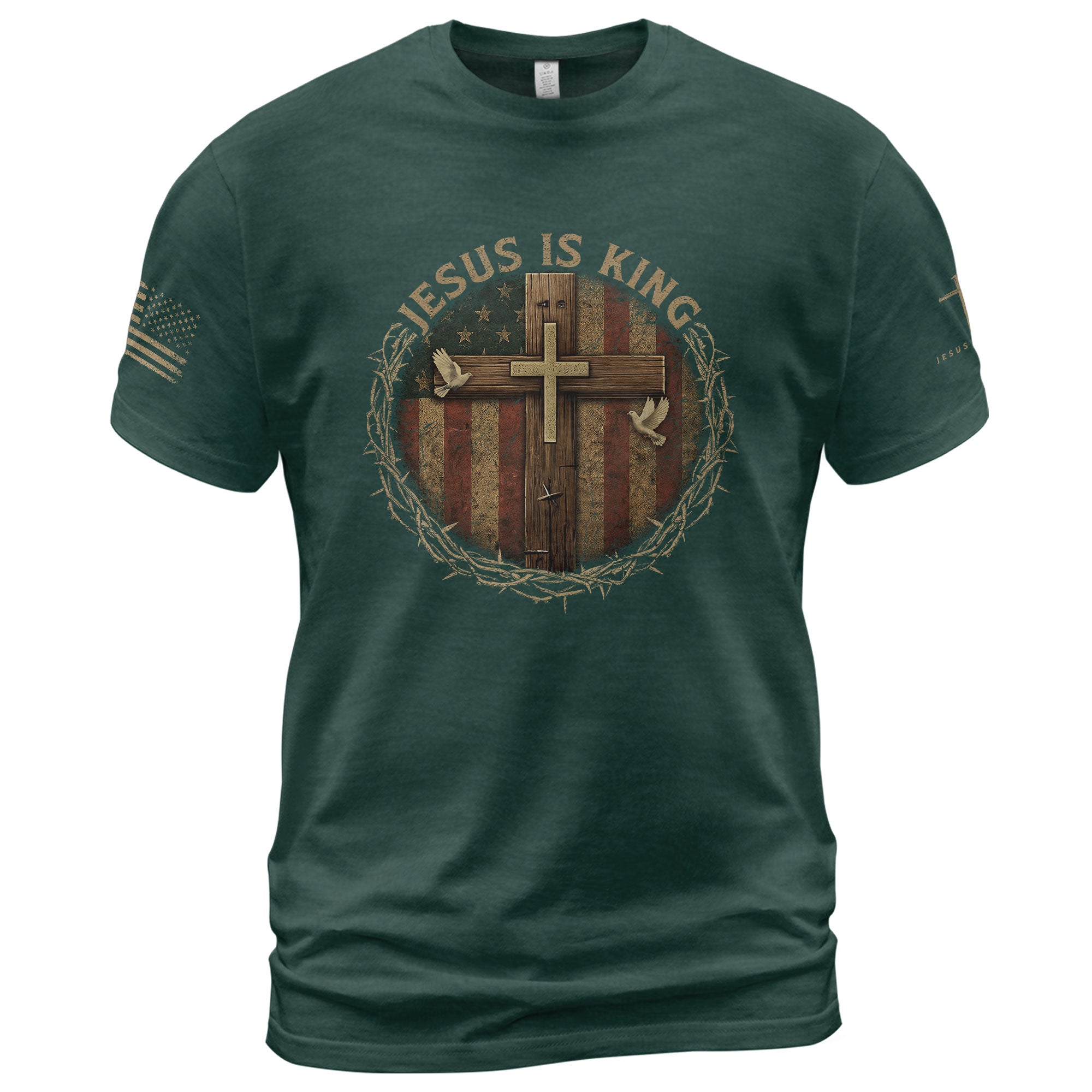 Jesus Is King Worn by Faith, Ruled by Grace - Christian Tee Shirts, Christian Shirts for Men - Rust Field Wear