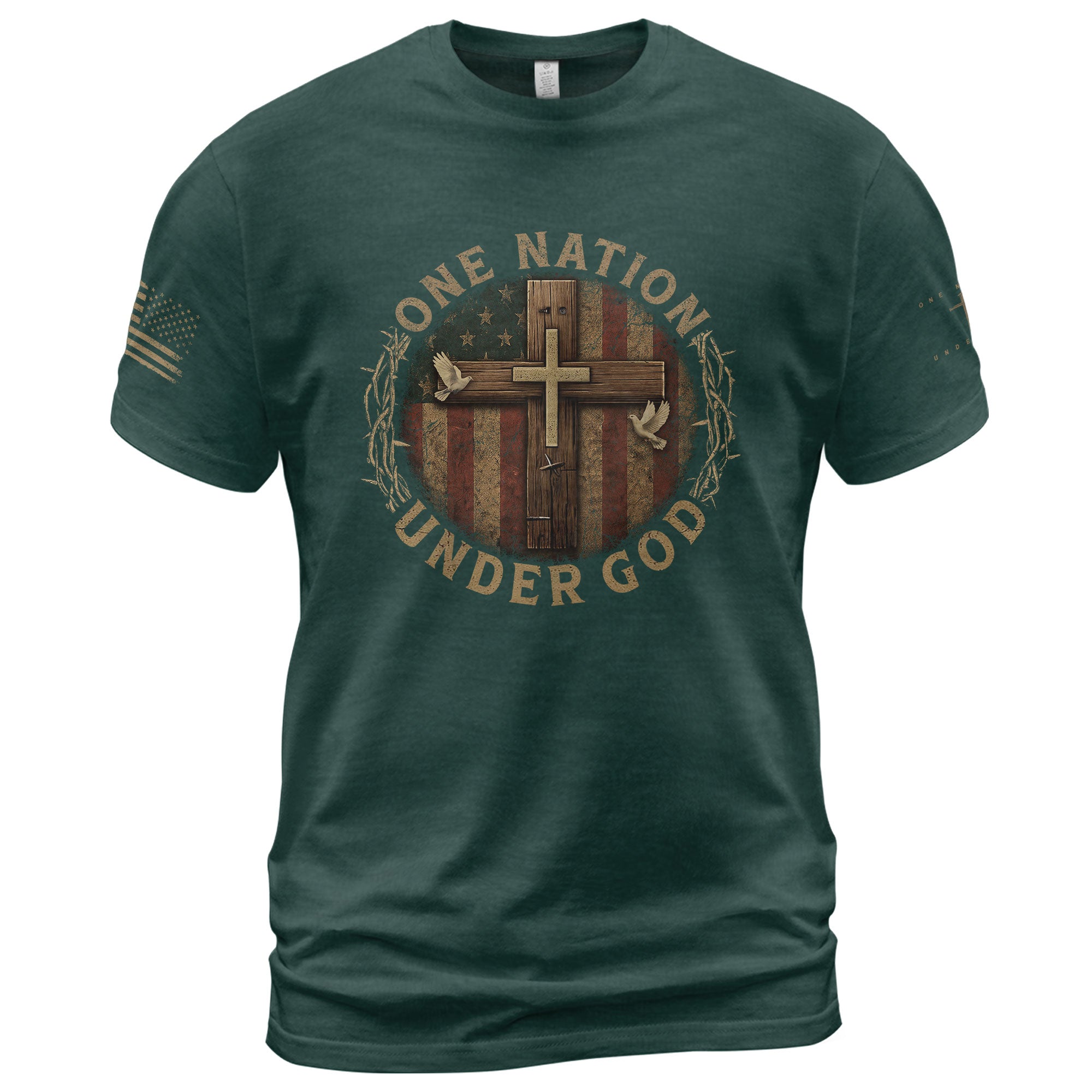 Christian Tee Shirts, One Nation Under God - Christian Shirts for Men - Rust Field Wear