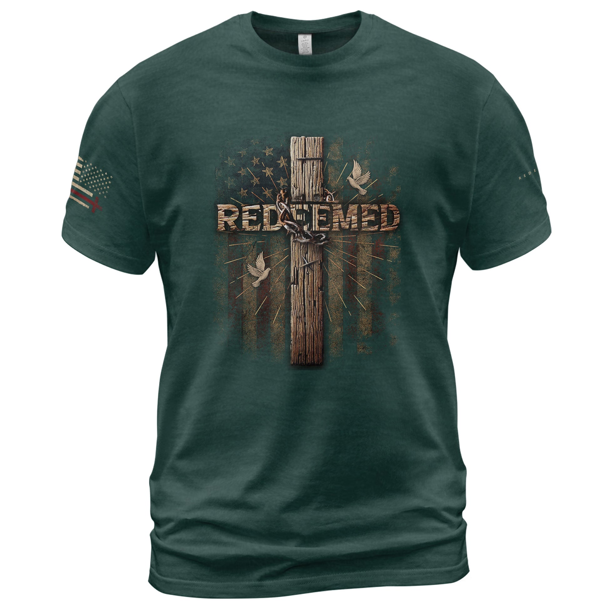 Freedom Shirts for Men, Redeemed and Set Free Christian Freedom - Patriotic T Shirts - Rust Field Wear