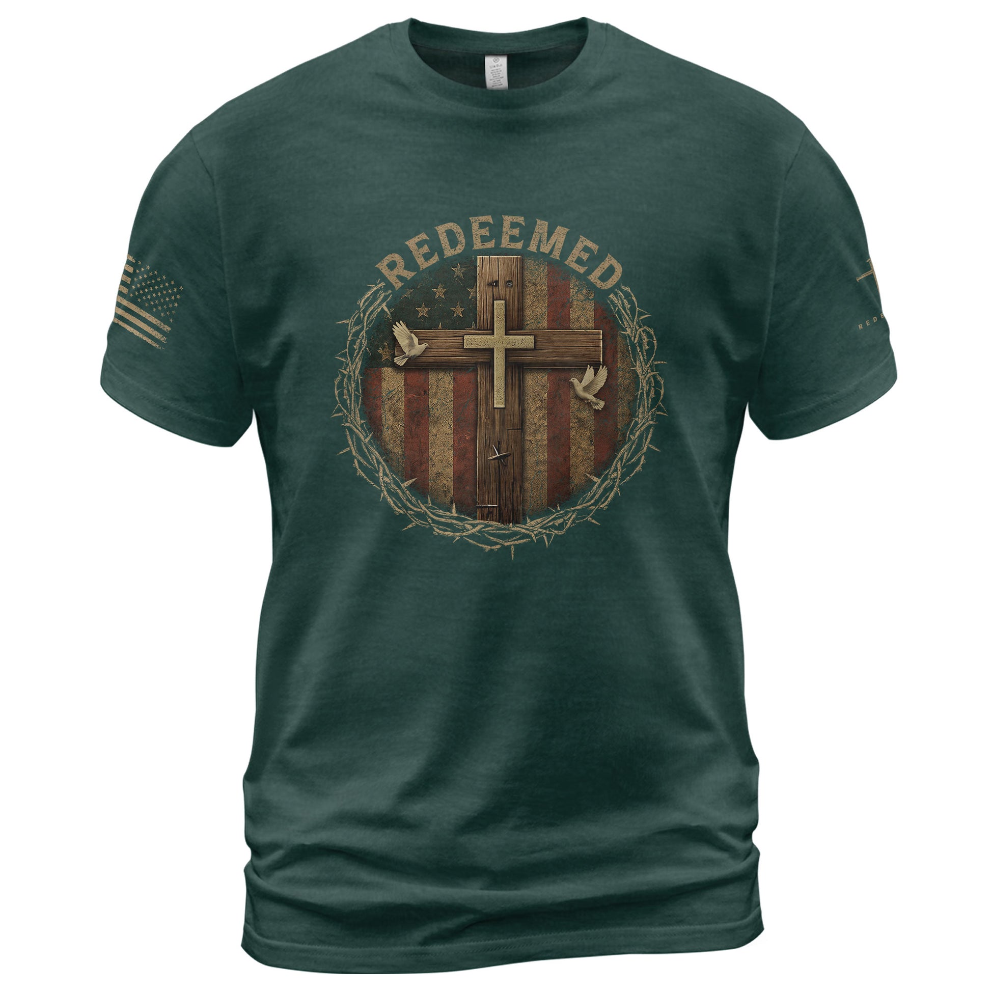 Freedom T Shirt, Redeemed Through the Cross Freedom Worn Bold - Freedom Shirts for Men - Rust Field Wear