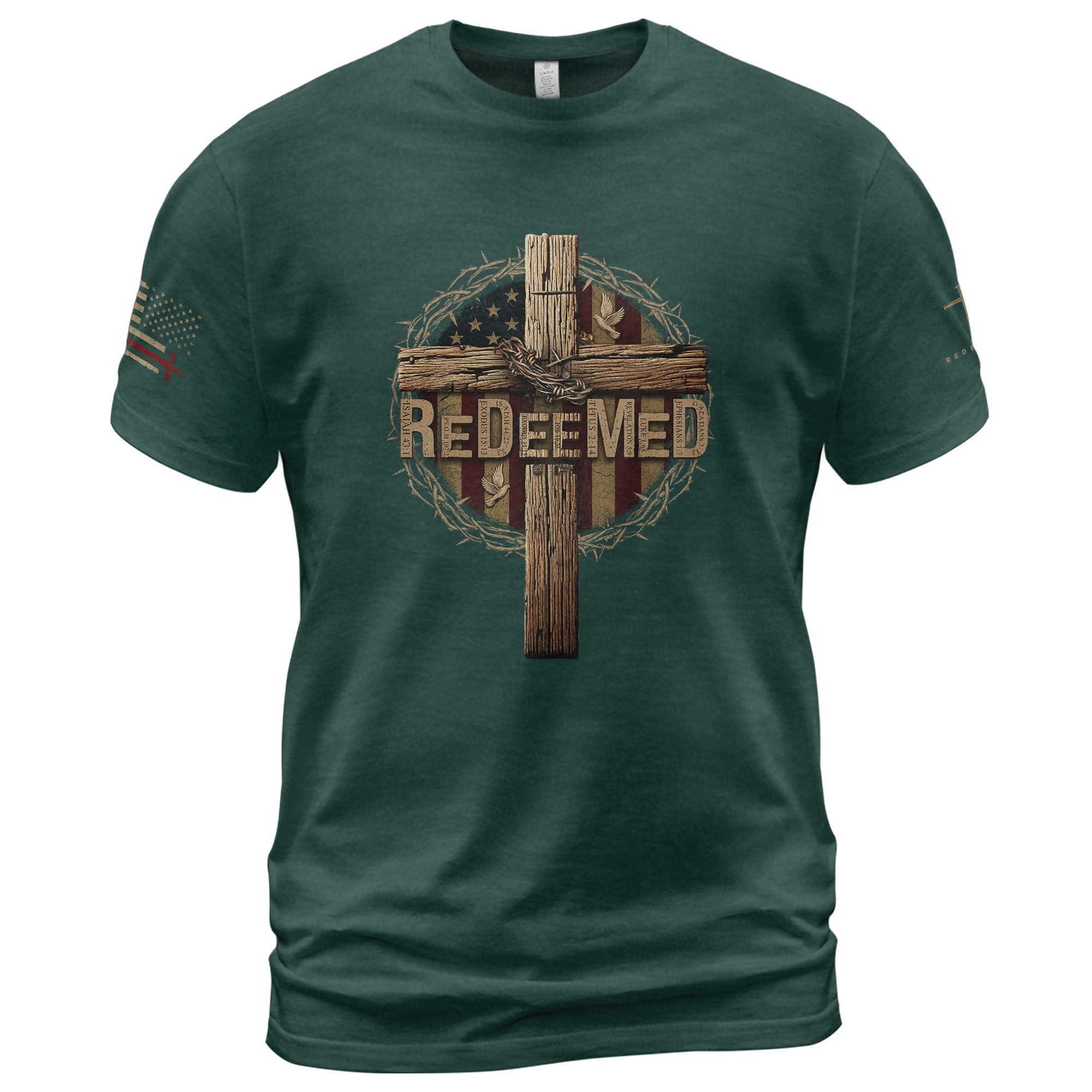 Redeemed to Rise Cross of Victory - Christian Shirts for Men, Faith Based Christian Tee Shirts - Rust Field Wear