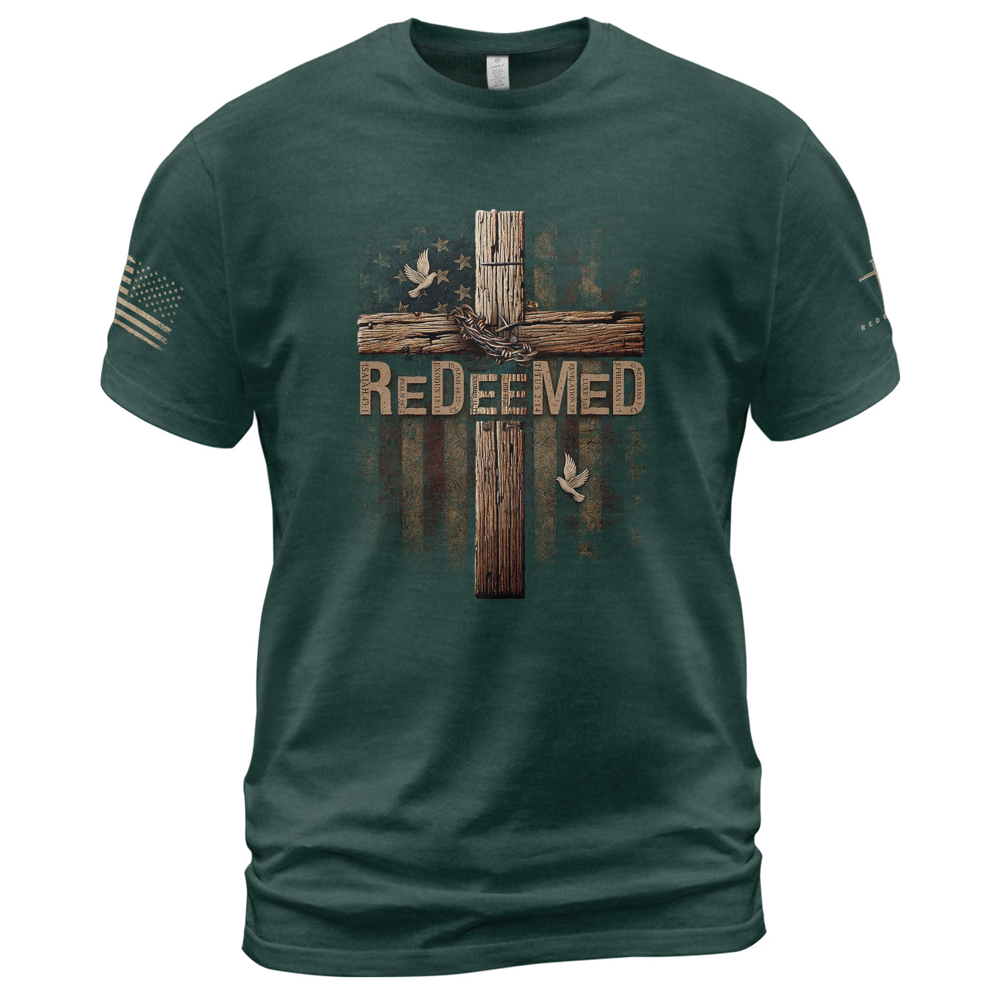 Christian Shirts for Men - ReDeeMed Chains Off, Faith On, Christian Tee Shirts - Rust Field Wear