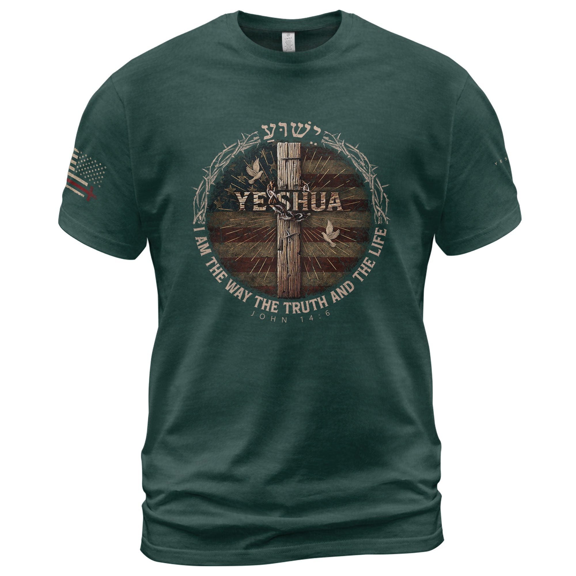 Faith Based Christian Tee Shirts, Yeshua The Only Way (John 14:6) - Christian Shirts for Men - Rust Field Wear