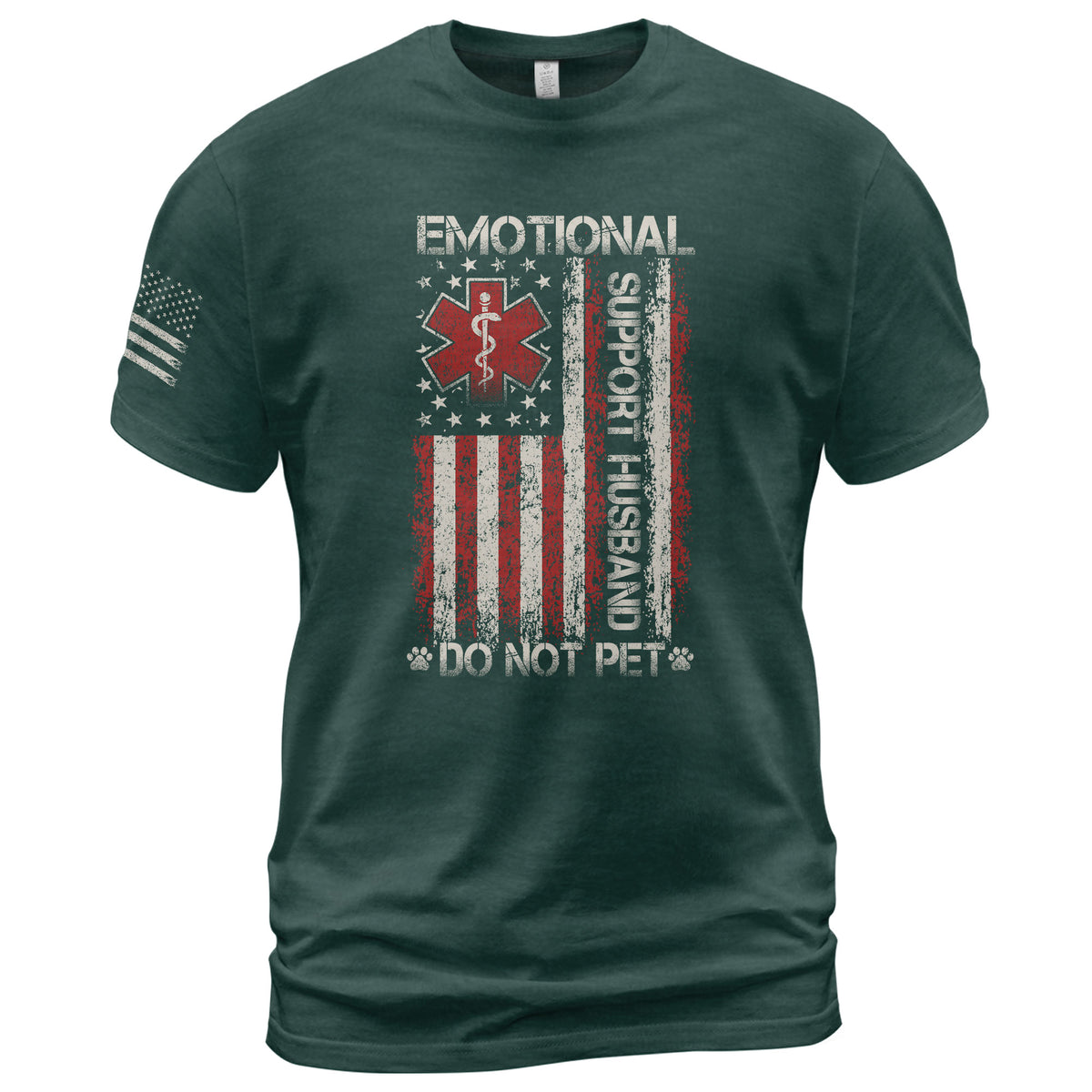 Clever Emotional Support Husband Do Not Pet Vertical Star Tee Shirt Cotton Apparel
