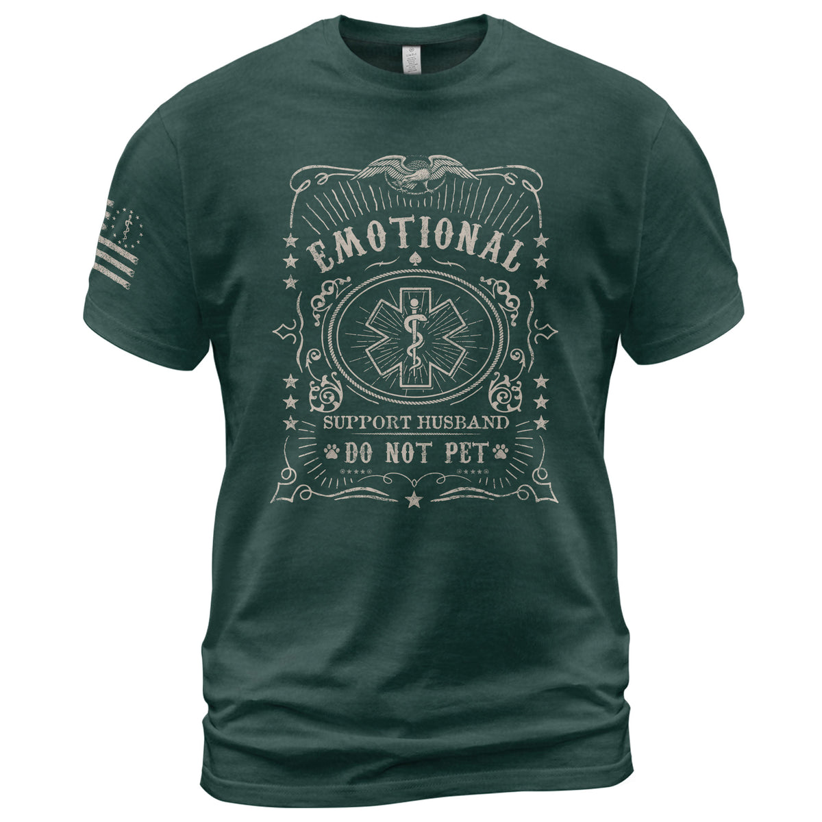 Emotional Support Husband Do Not Pet Eagle Crest Graphic Tee Shirt Casual Cotton Top